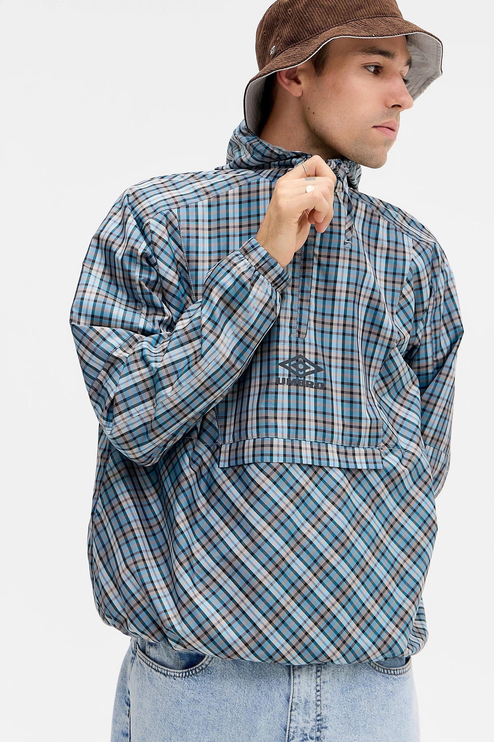 Grey Umbro Blue & Grey Check Cagoule, GREY, large image number 0