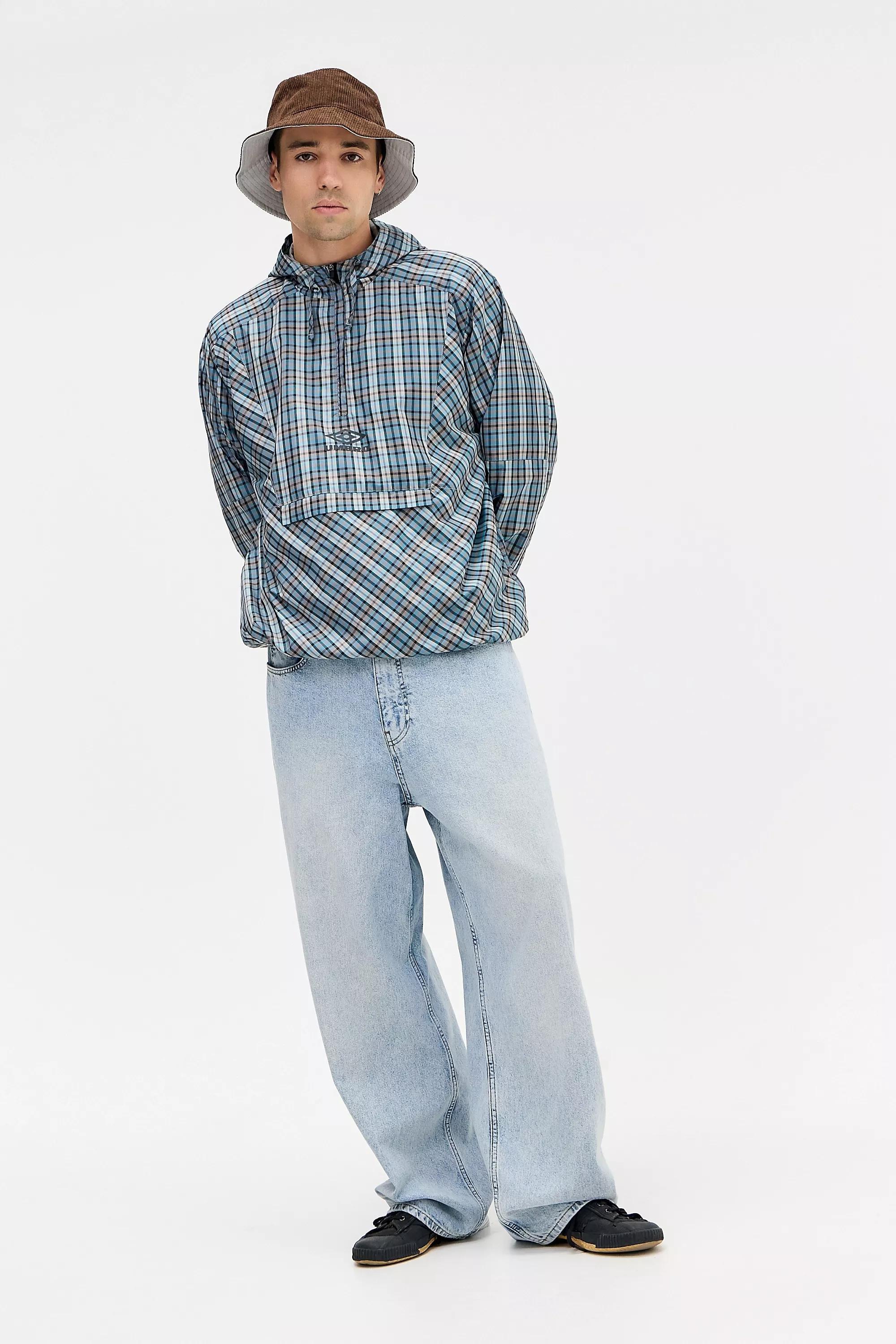 Grey Umbro Blue & Grey Check Cagoule, GREY, large image number 3