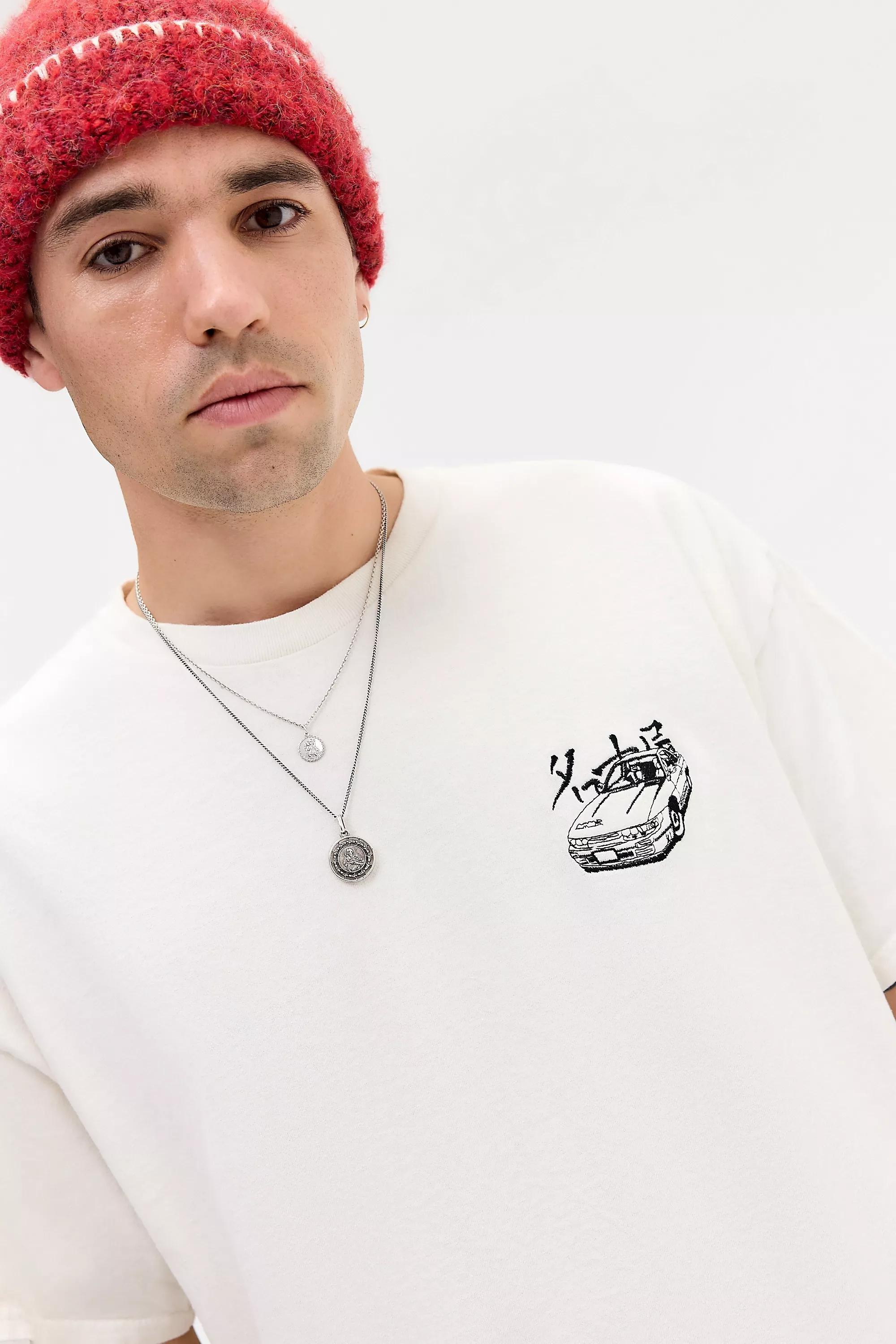 UO Ecru Car Embroidered T-Shirt, CREME, large image number 0