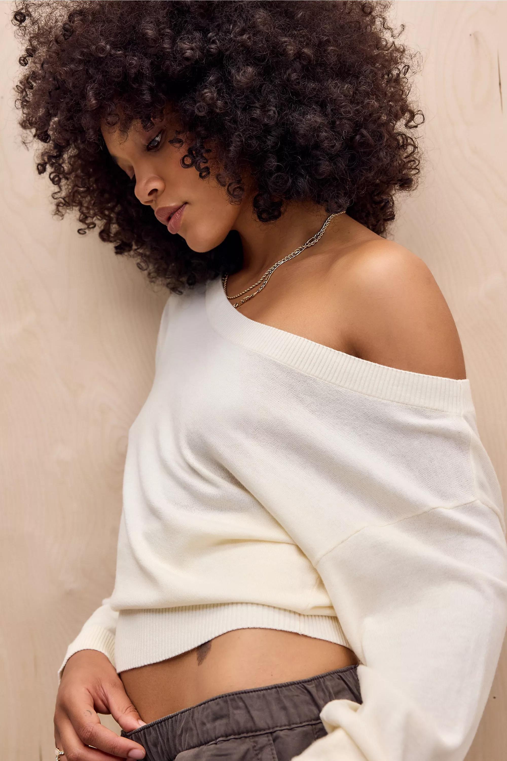 Cream Uo Cameryn Off-Shoulder Batwing Knit Jumper, CREME, large image number 2