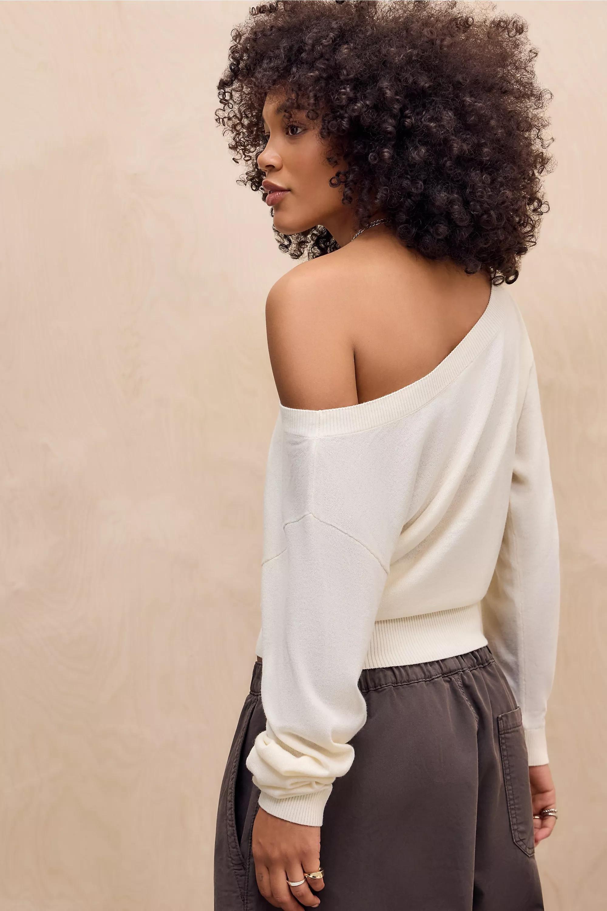 Cream Uo Cameryn Off-Shoulder Batwing Knit Jumper, CREME, large image number 3