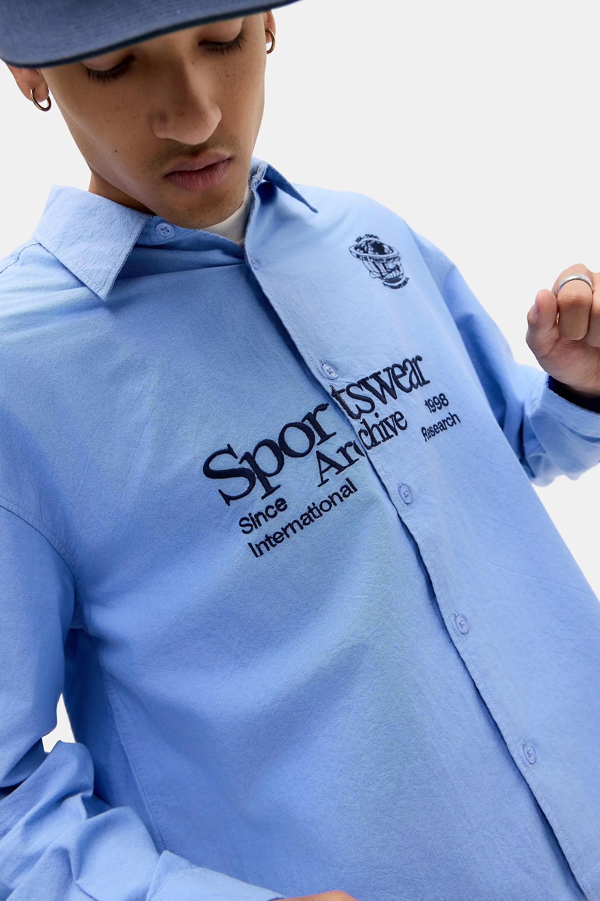 Blue iets frans... Sportswear Embroidered Long Sleeve Shirt, LT BLUE, medium