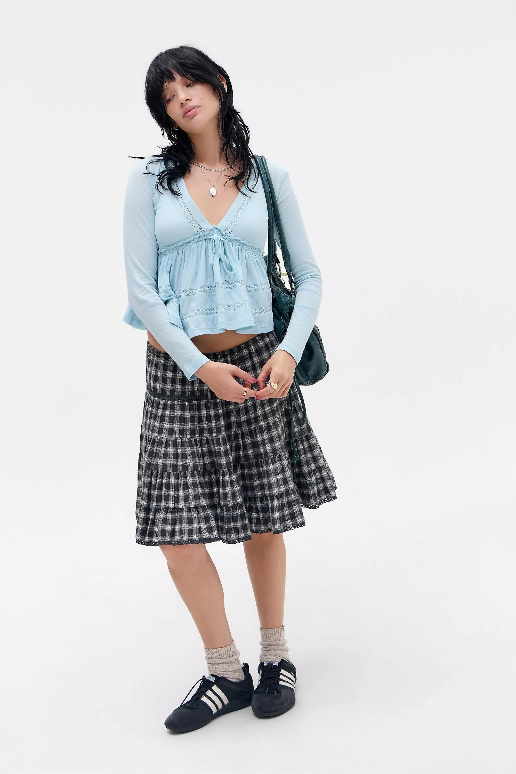 Blue Kimchi Blue Nia Babydoll Long Sleeve Top, LT BLUE, medium