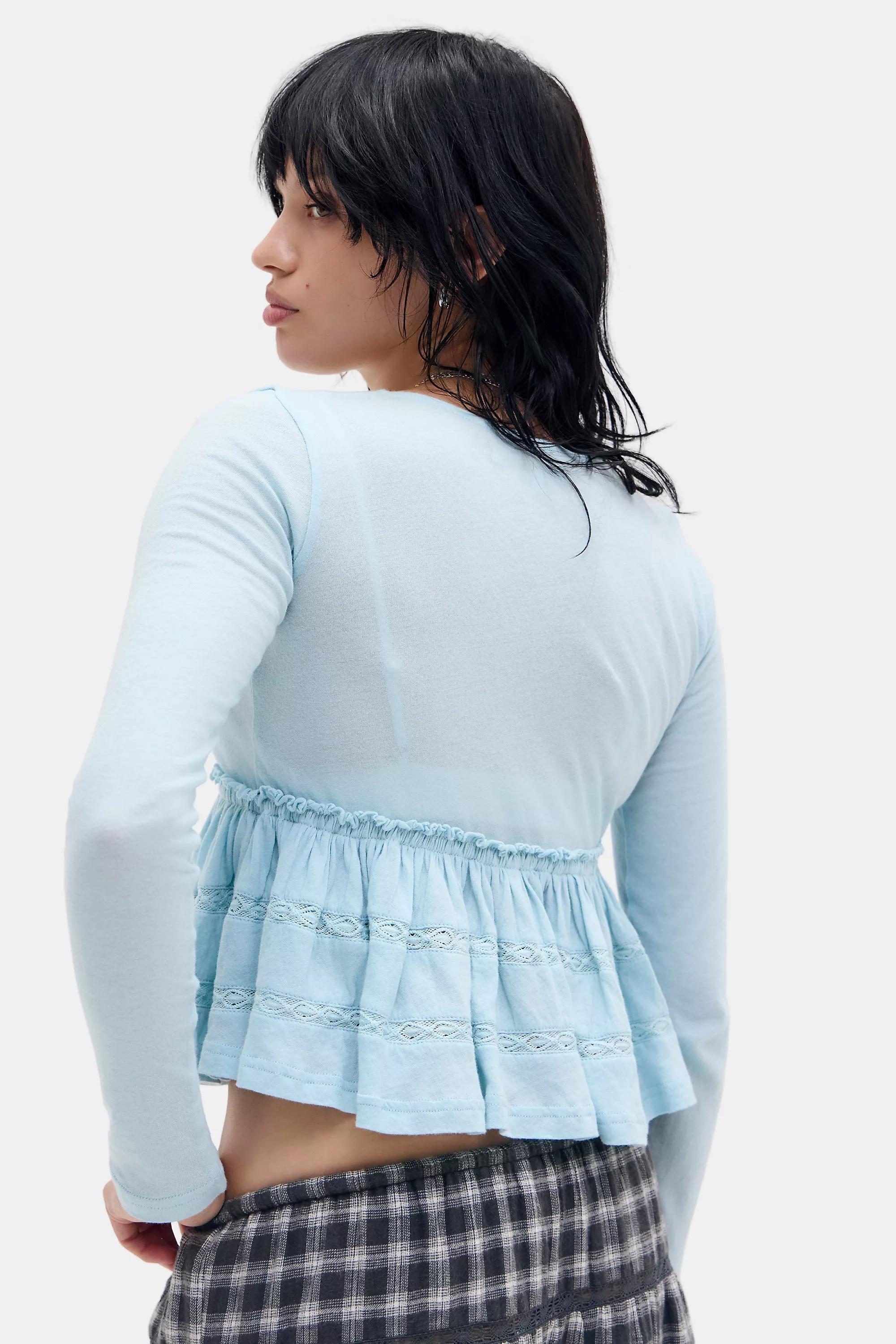 Blue Kimchi Blue Nia Babydoll Long Sleeve Top, LT BLUE, large image number 3