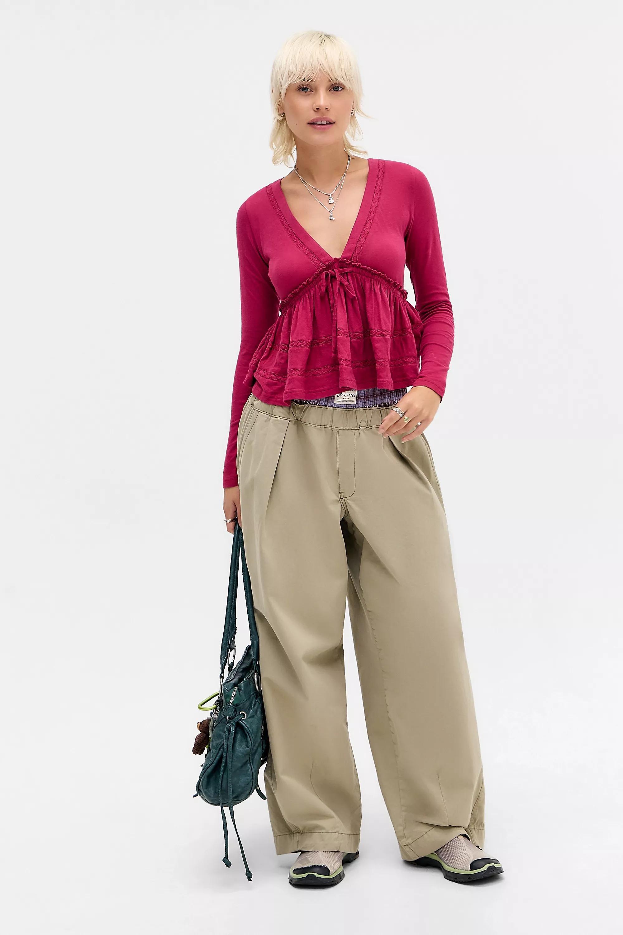 Purple Kimchi Blue Babydoll Long Sleeve Top, PURP, large image number 2