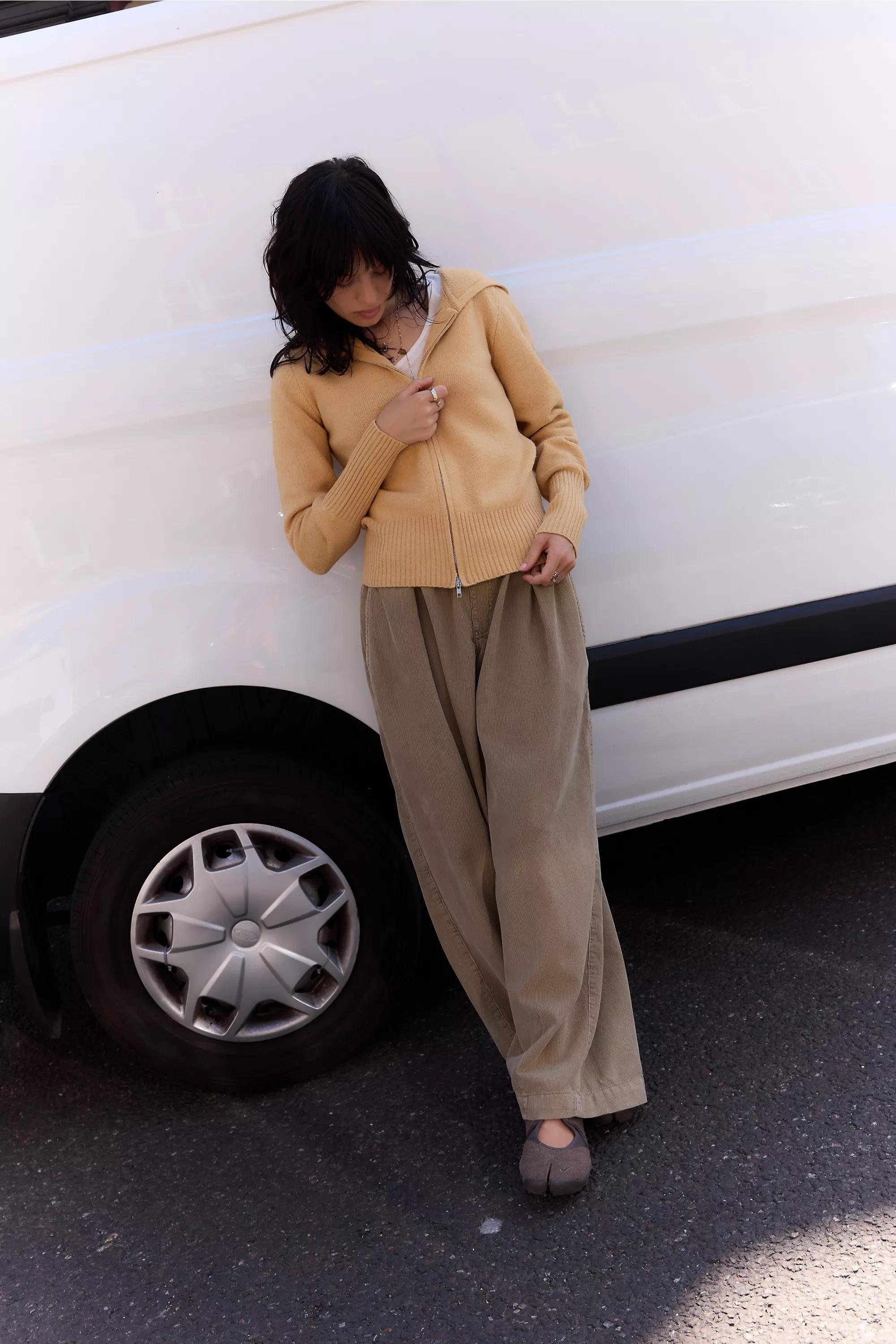 Orange Daisy Street Zip-Through Knit Hoodie, YEL, medium