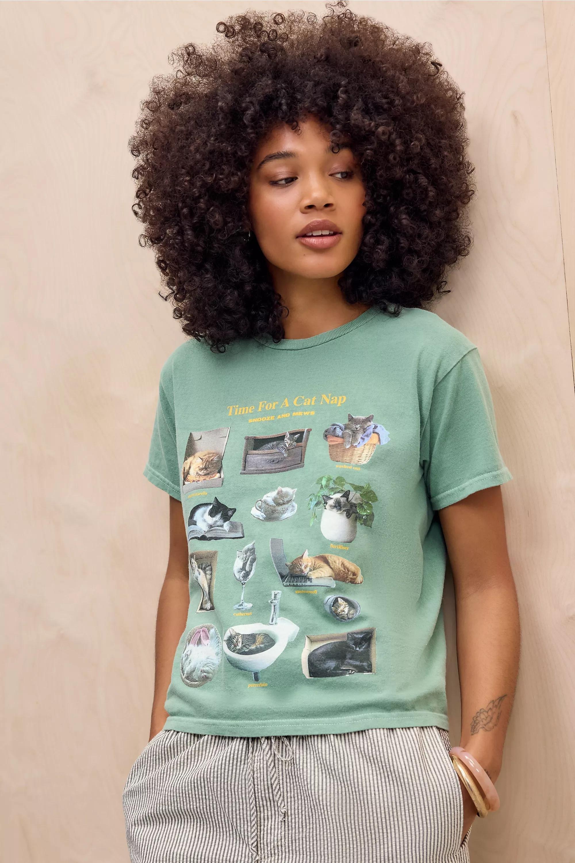 Green Uo Cat Nap Relaxed T-Shirt, GRN, large image number 2