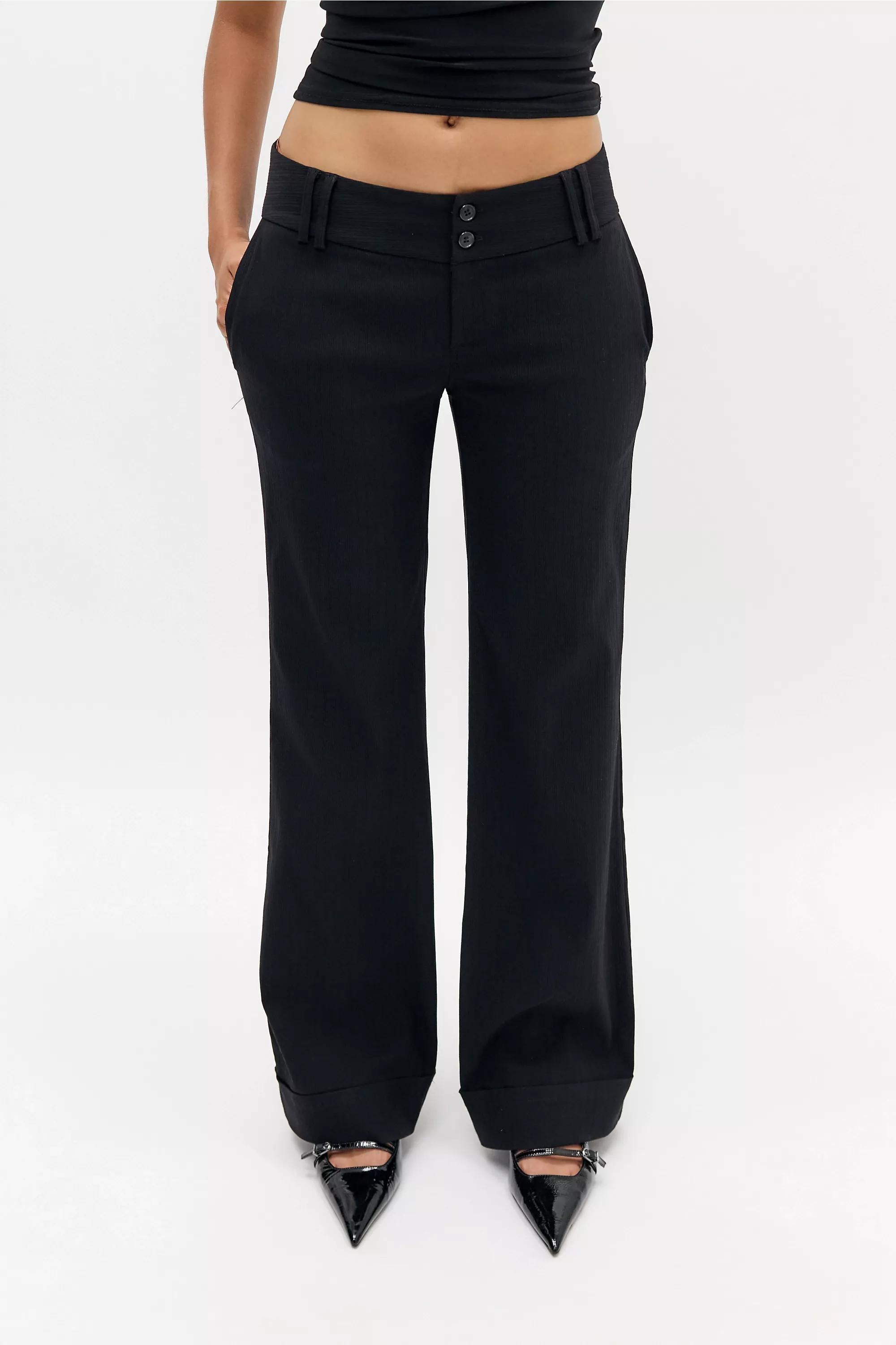 Black Uo Bengaline Low Rise Pants, , large image number 0