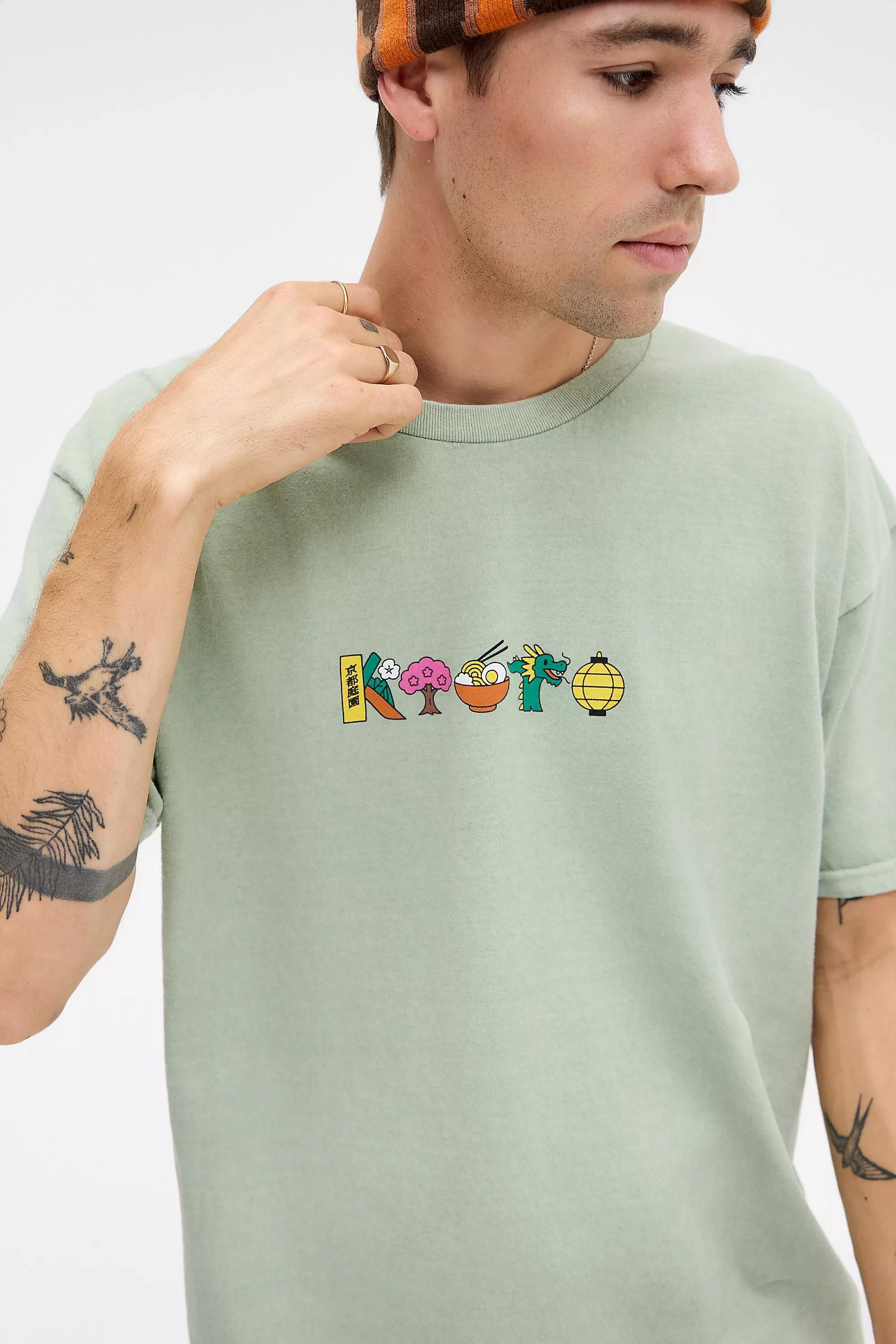Green Uo Relaxed Kyoto T-Shirt, GRN, medium