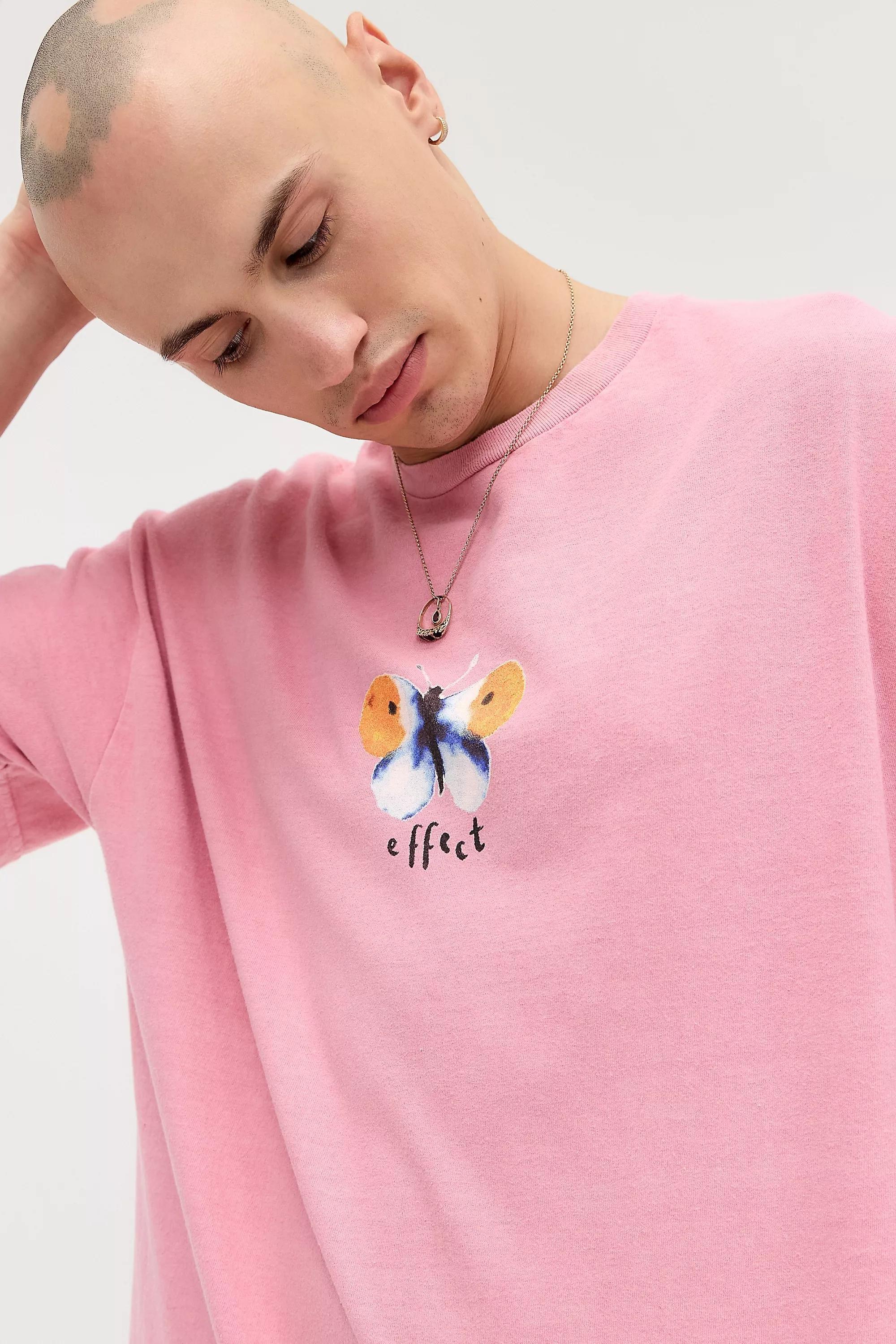 PINK UO Pink Butterfly T-Shirt, PINK, medium