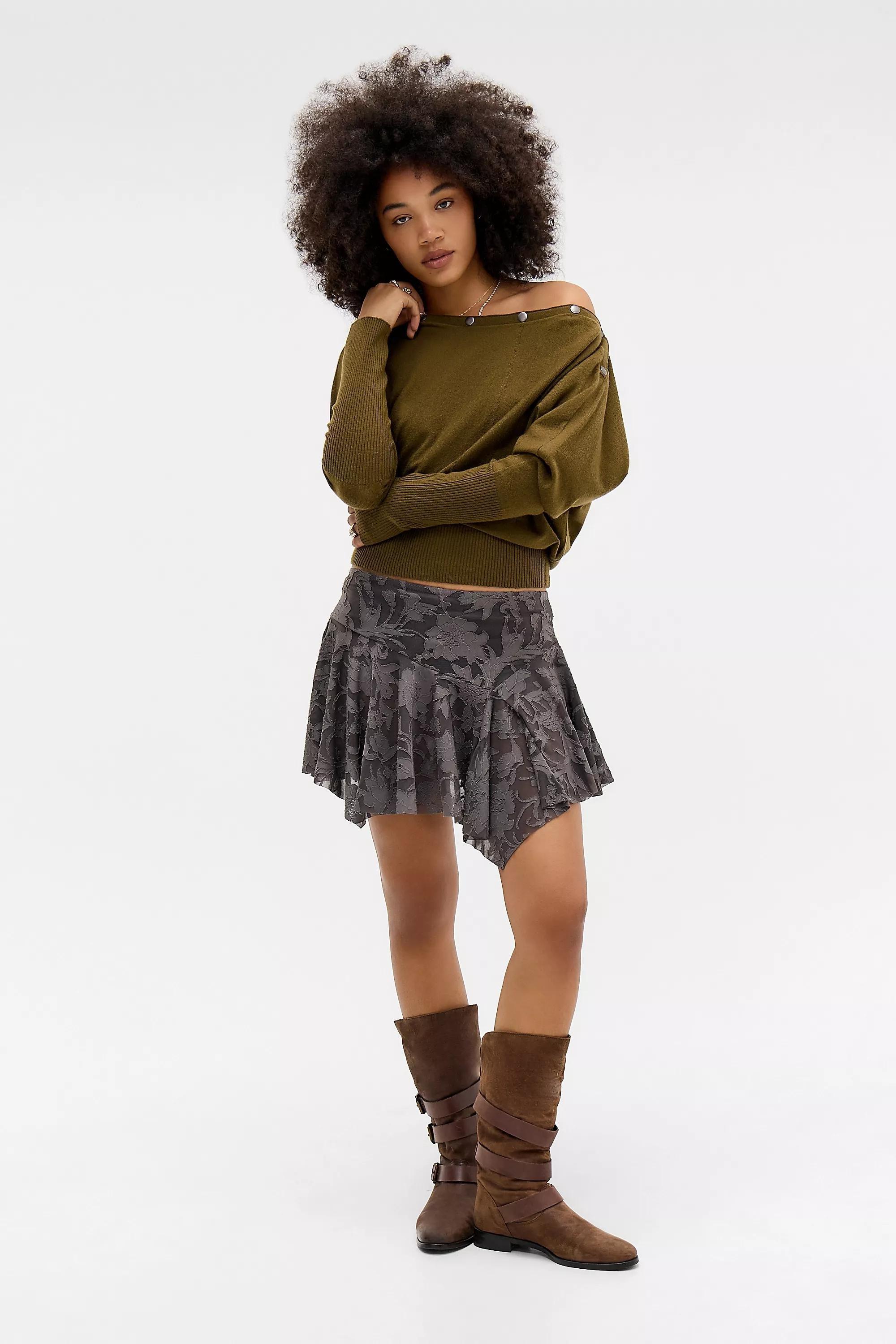 GREY Silence + Noise Selina Textured Asymmetric Mini Skirt, GREY, large image number 0