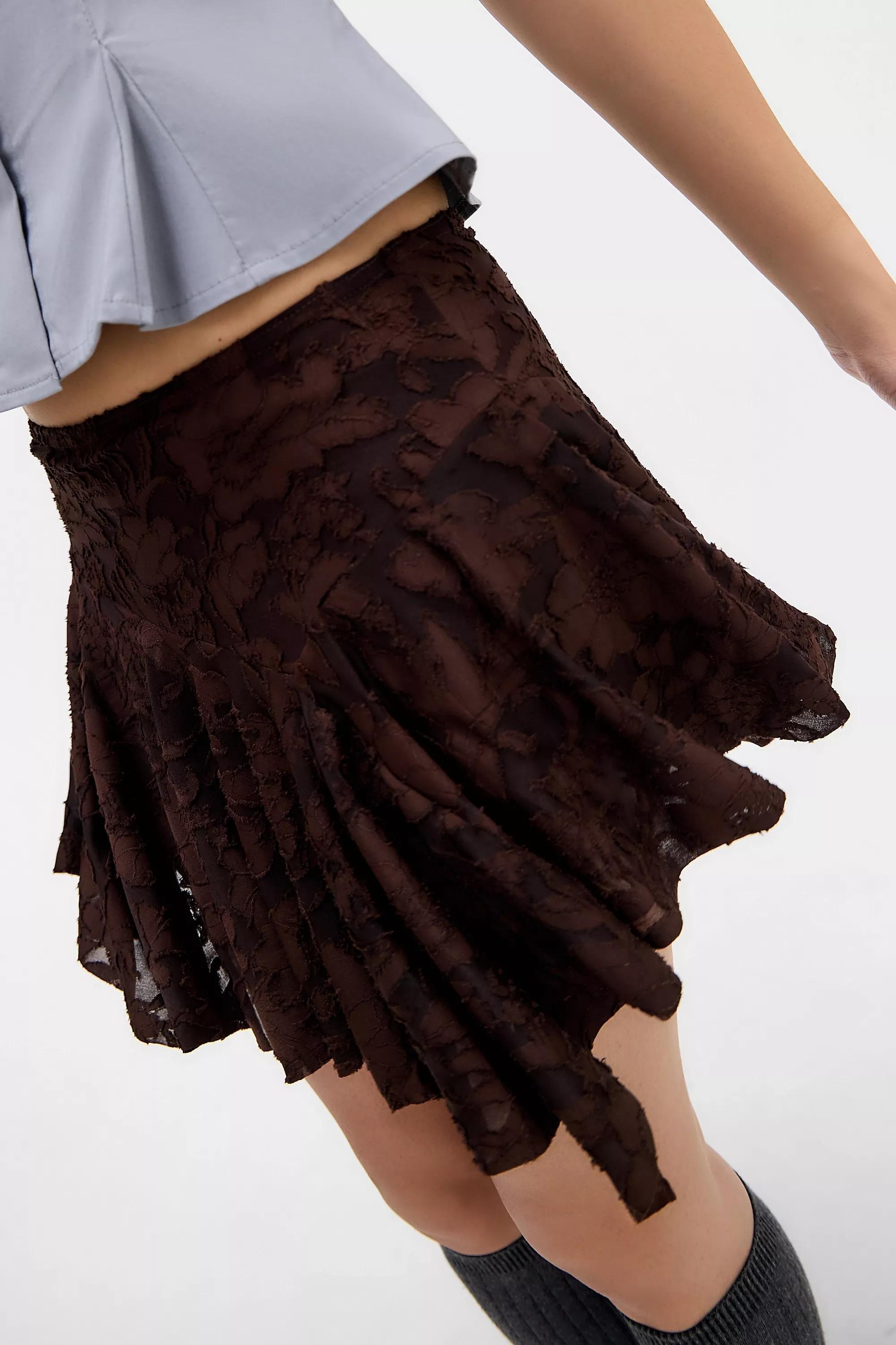 CHOCOLATE Silence + Noise Selina Textured Asymmetric Mini Skirt, CHOC, large image number 2
