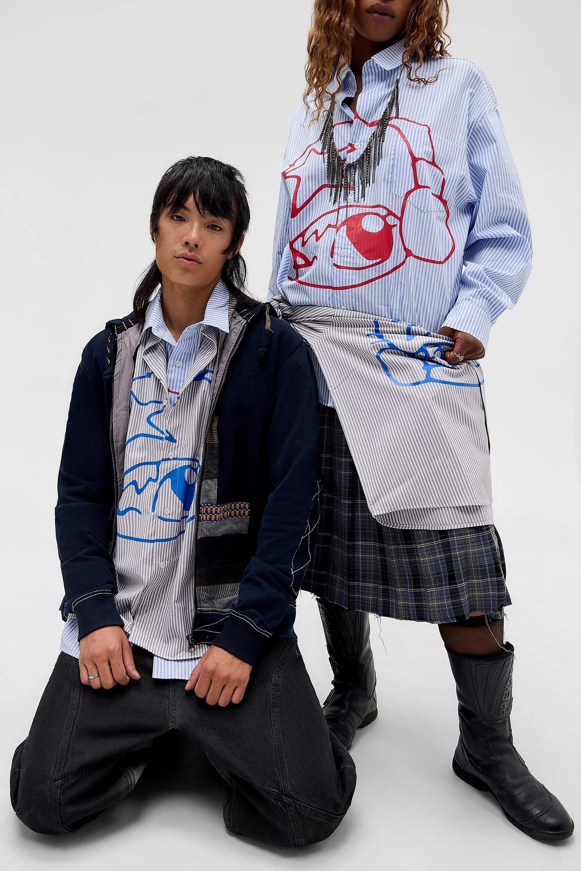 Grey Jaded London Stereo Stripe Shirt, WHT, large image number 4