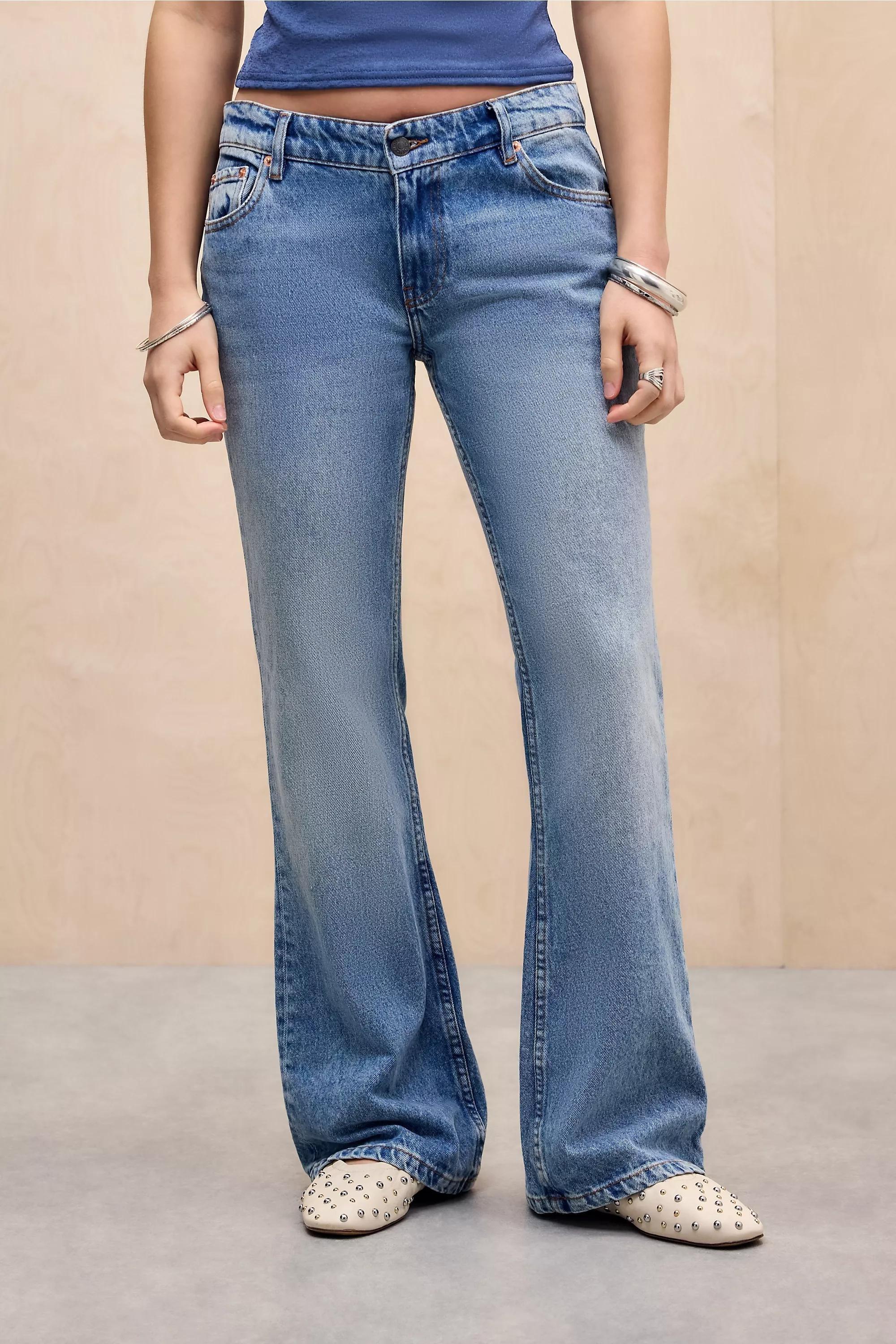 Blue Motel Low Waisted Rigid Flared Jeans, BLUE, large image number 0