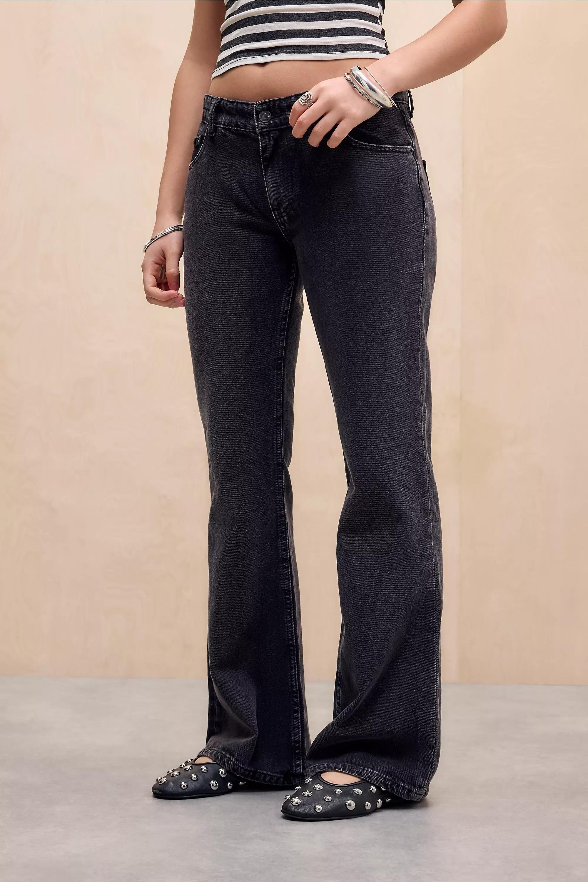 Black Motel Low Rise Rigid Flare Jeans, BLK, large image number 0