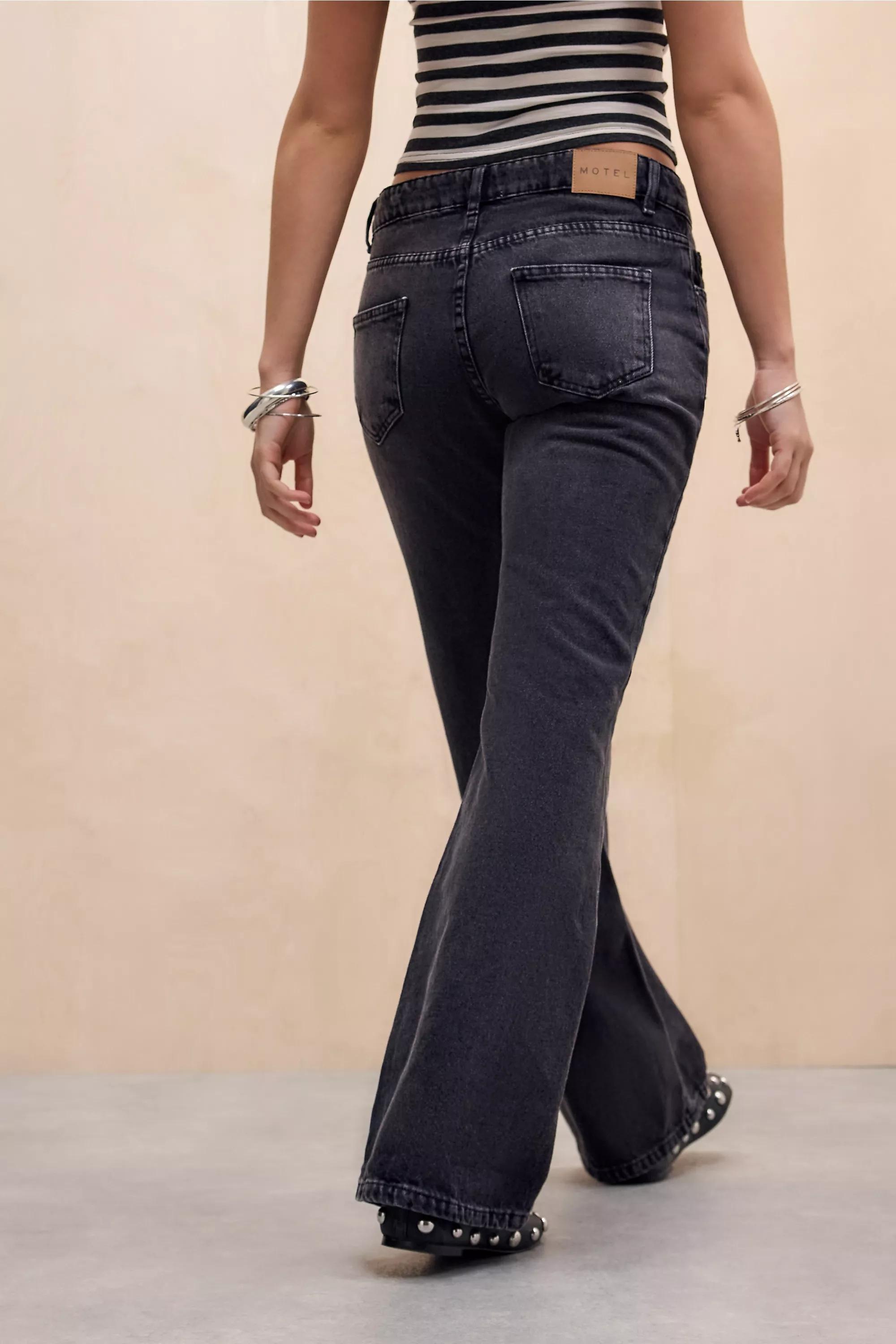 Black Motel Low Rise Rigid Flare Jeans, BLK, large image number 3