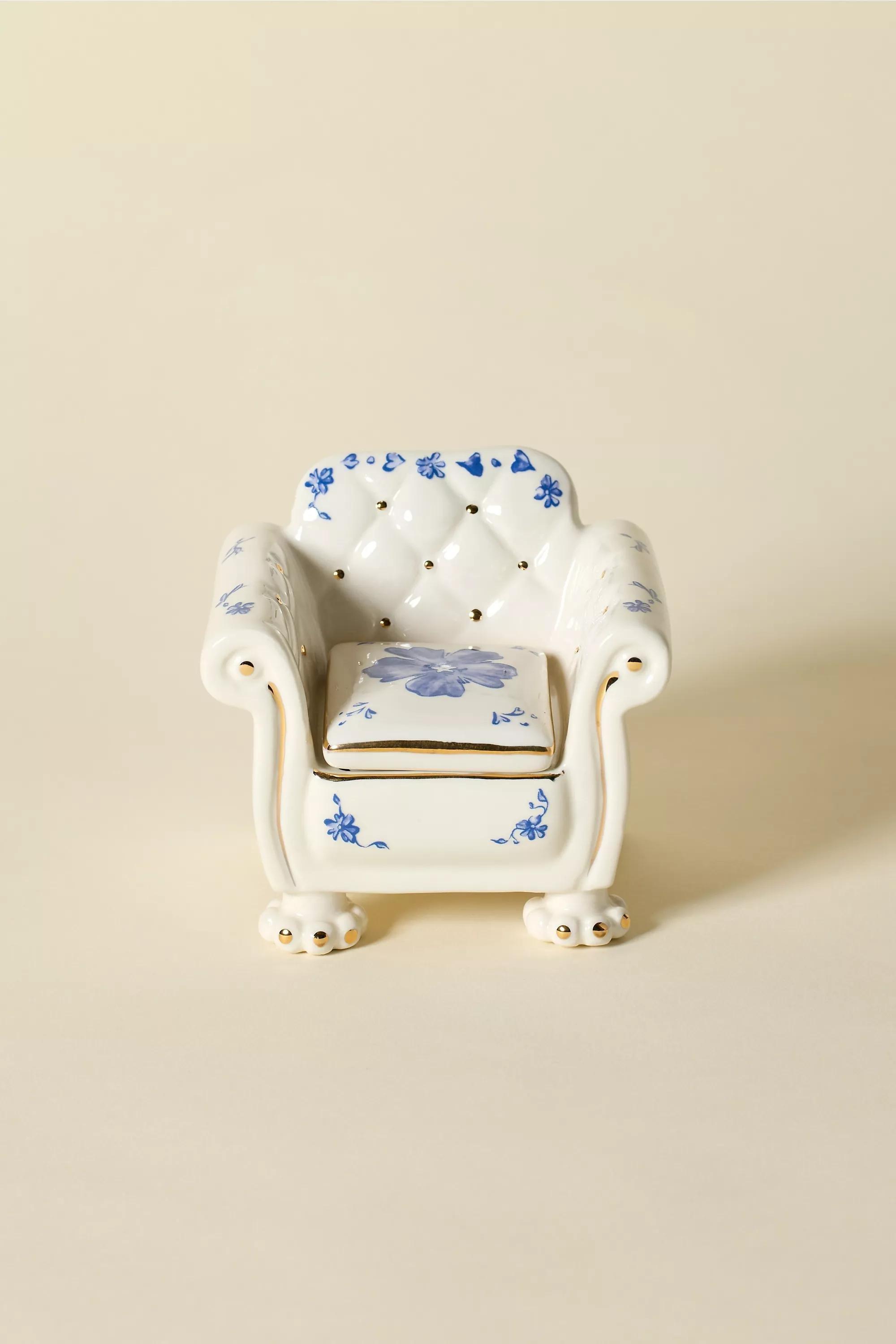 White Amelie Chair Trinket Box, WHT, large image number 0