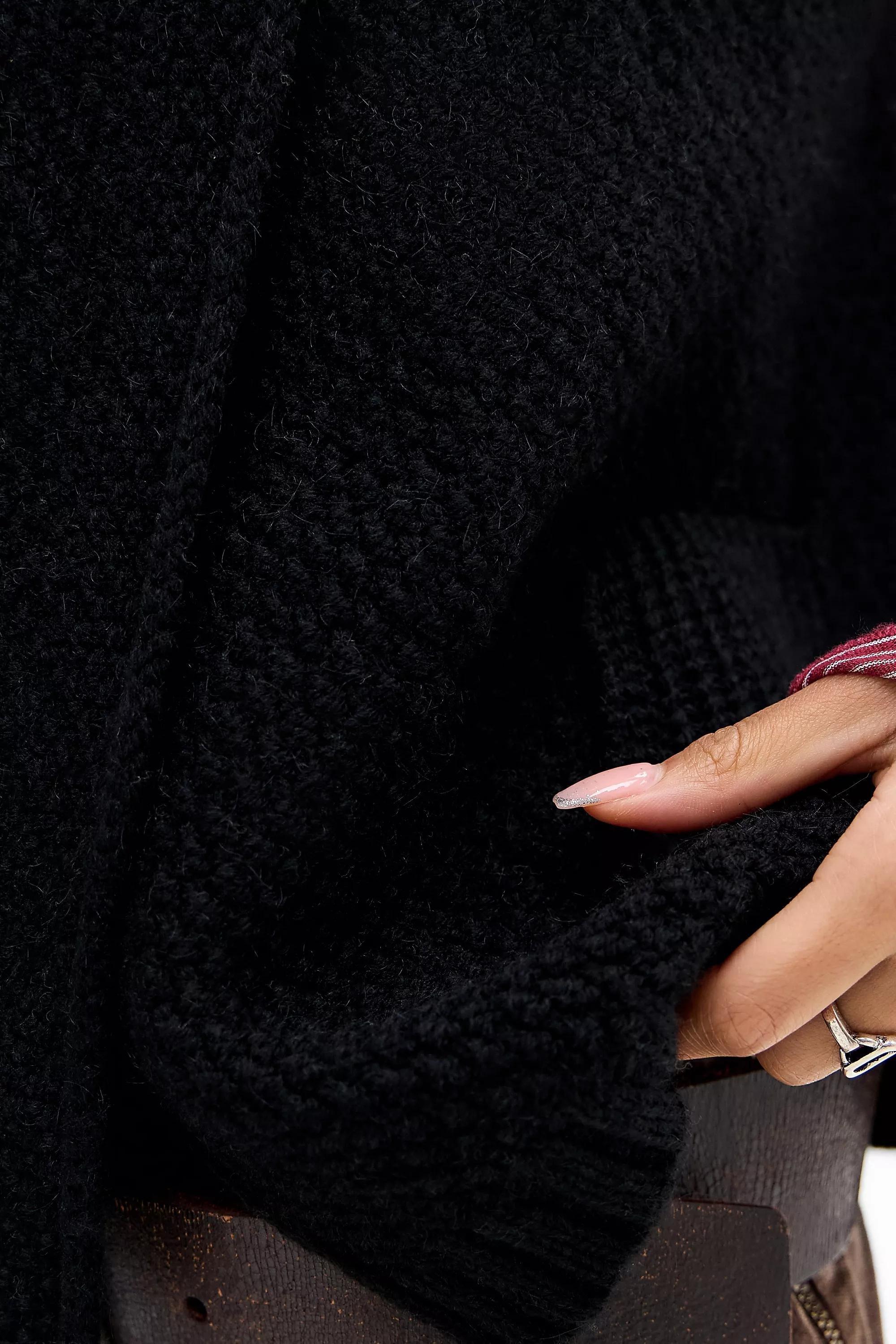 Black Uo Pea Coat, BLK, large image number 3