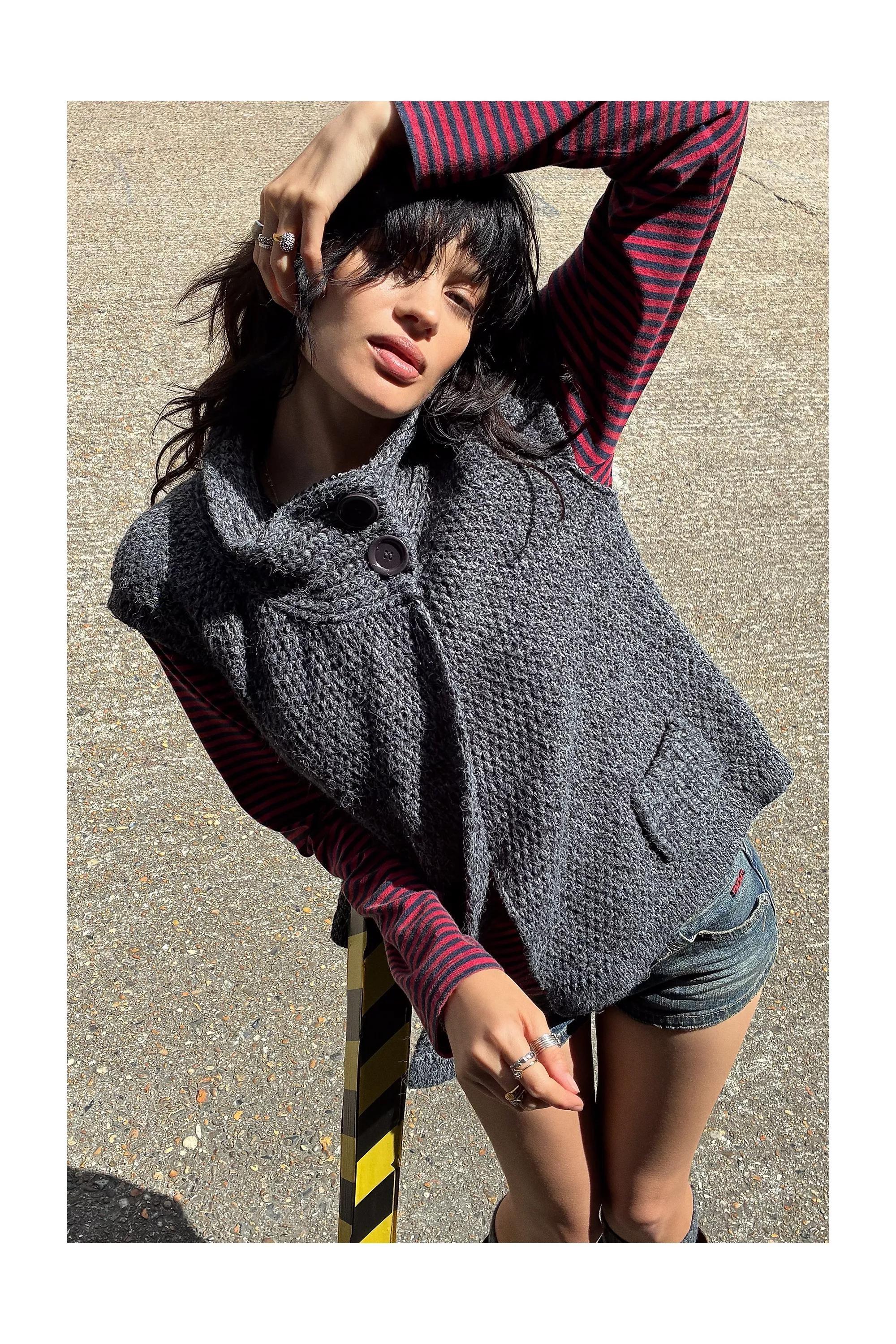 Grey Uo Pea Coat, GREY, medium