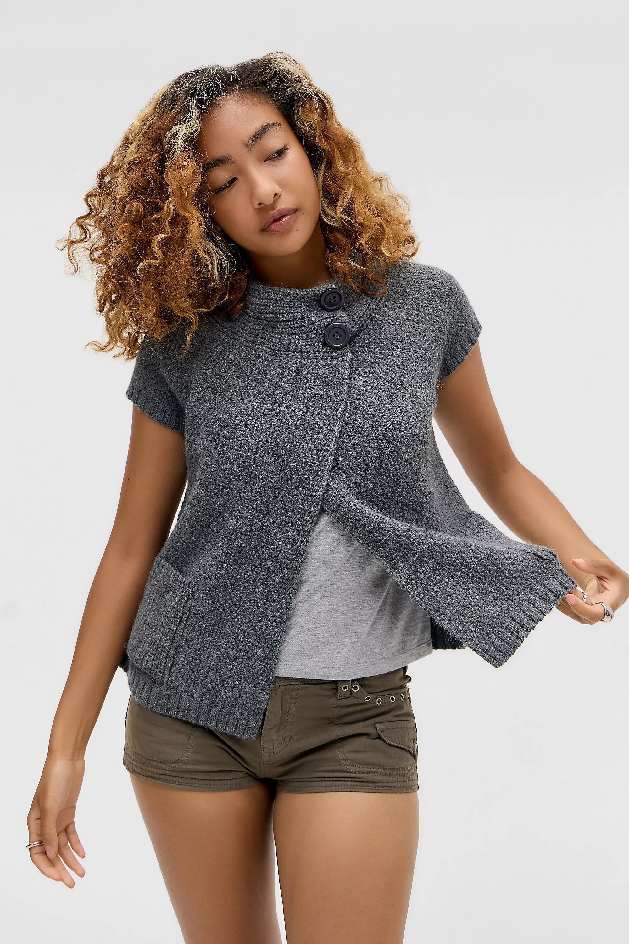 GREY UO Pea Coat, GREY, medium