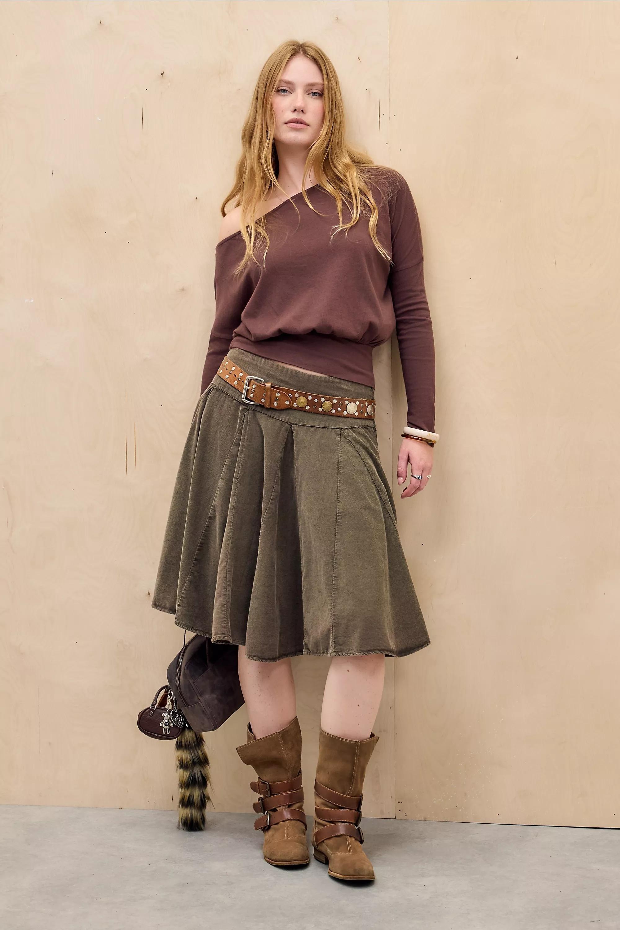 BROWN Silence + Noise Cassie Drape Off-Shoulder Top, BRN, large image number 1