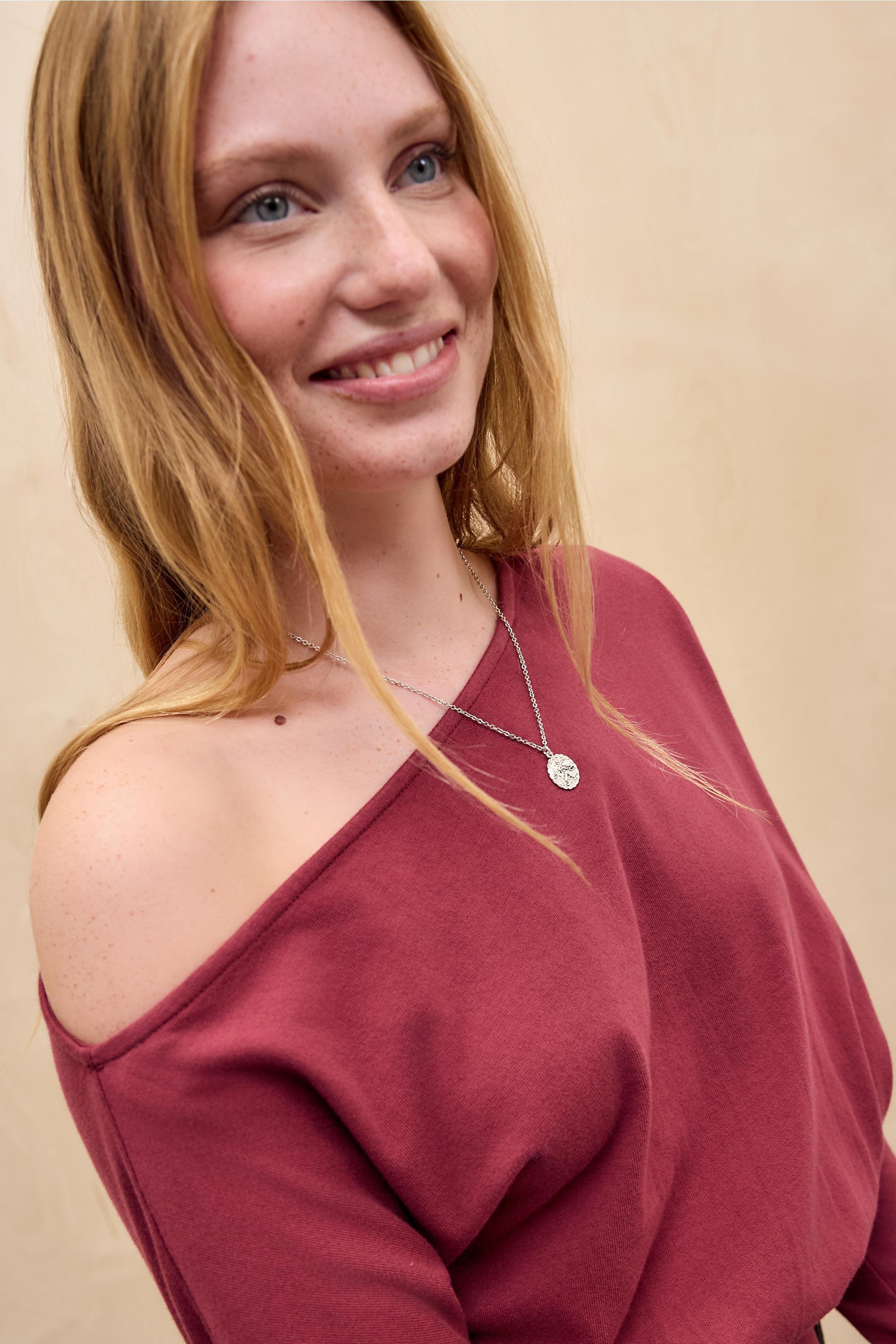 WINE Silence + Noise Cassie Drape Off-Shoulder Top, WINE, large image number 1