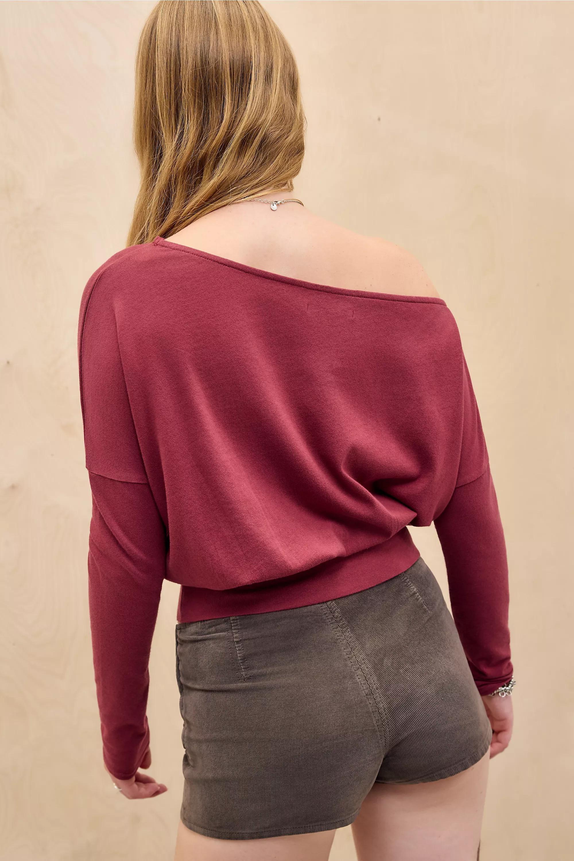 WINE Silence + Noise Cassie Drape Off-Shoulder Top, WINE, large image number 3