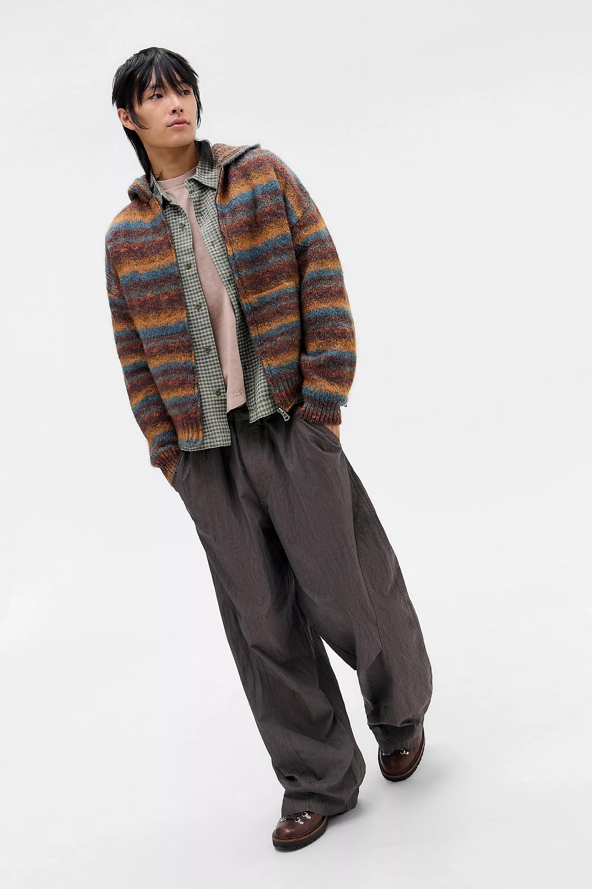 Orange Ayker Stripe Knit Hoodie, ORANGE, medium