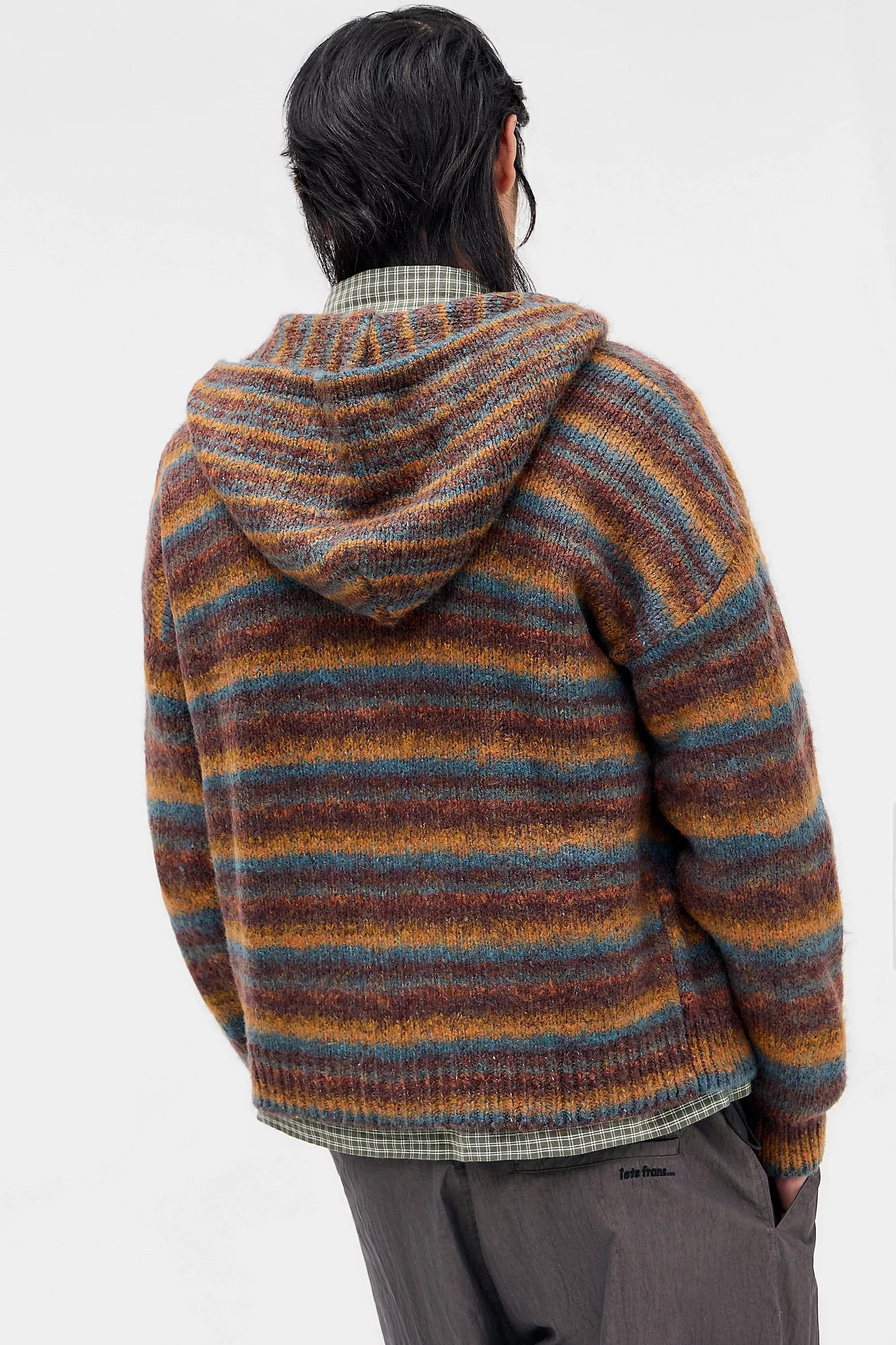 Orange Ayker Stripe Knit Hoodie, ORANGE, large image number 4