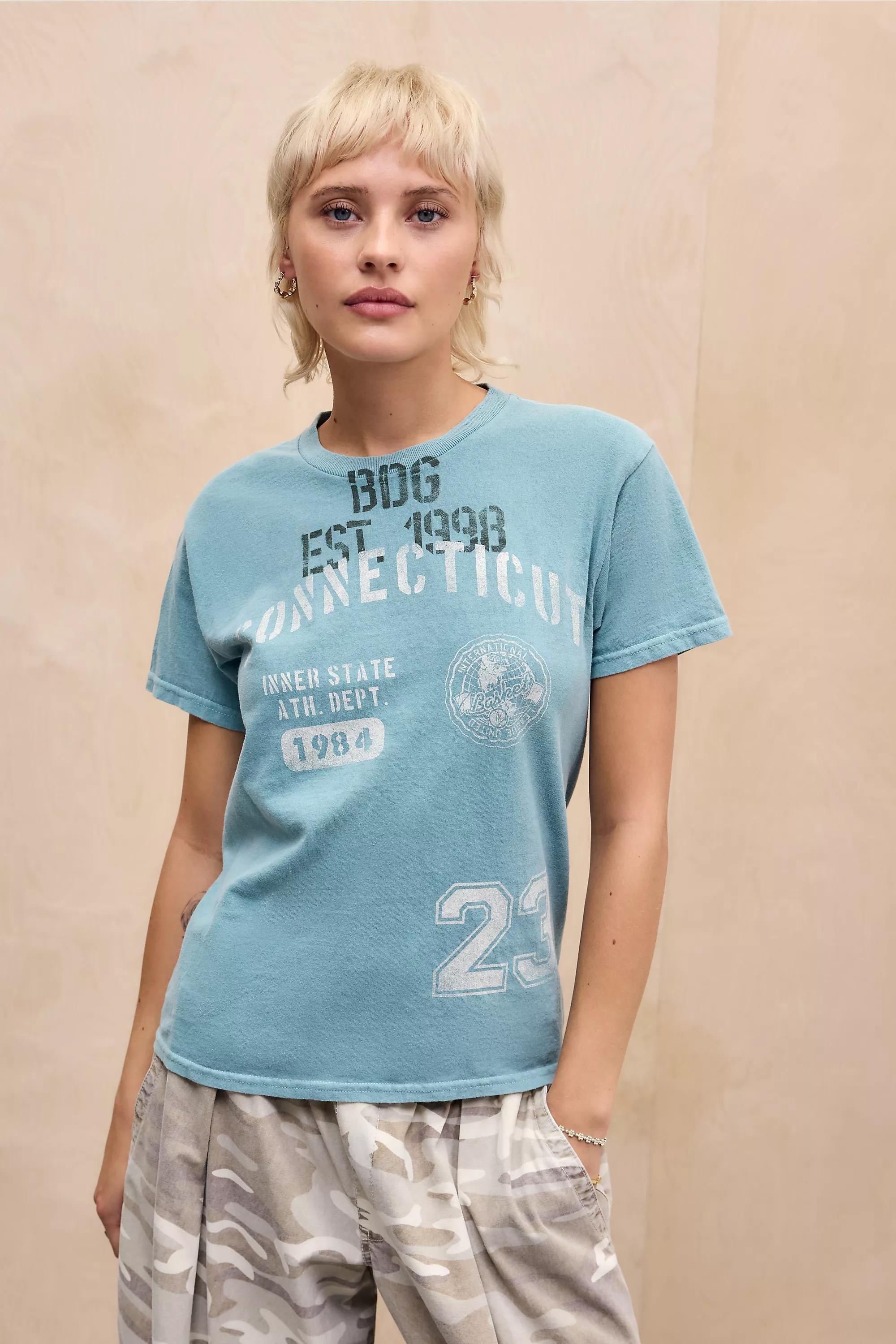 Blue Bdg Printed Relaxed T-Shirt, LT GREEN, medium