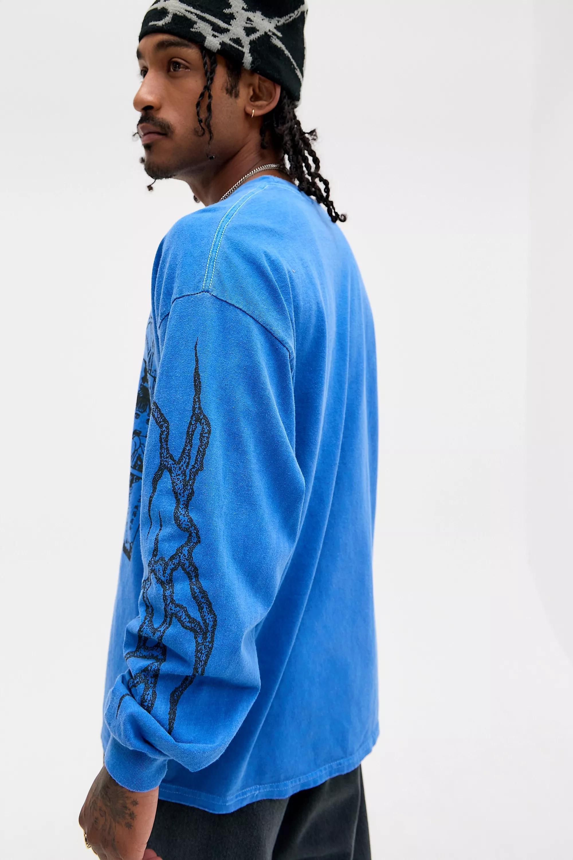 Blue Uo Printed Long Sleeve T-Shirt, BLUE, large image number 3