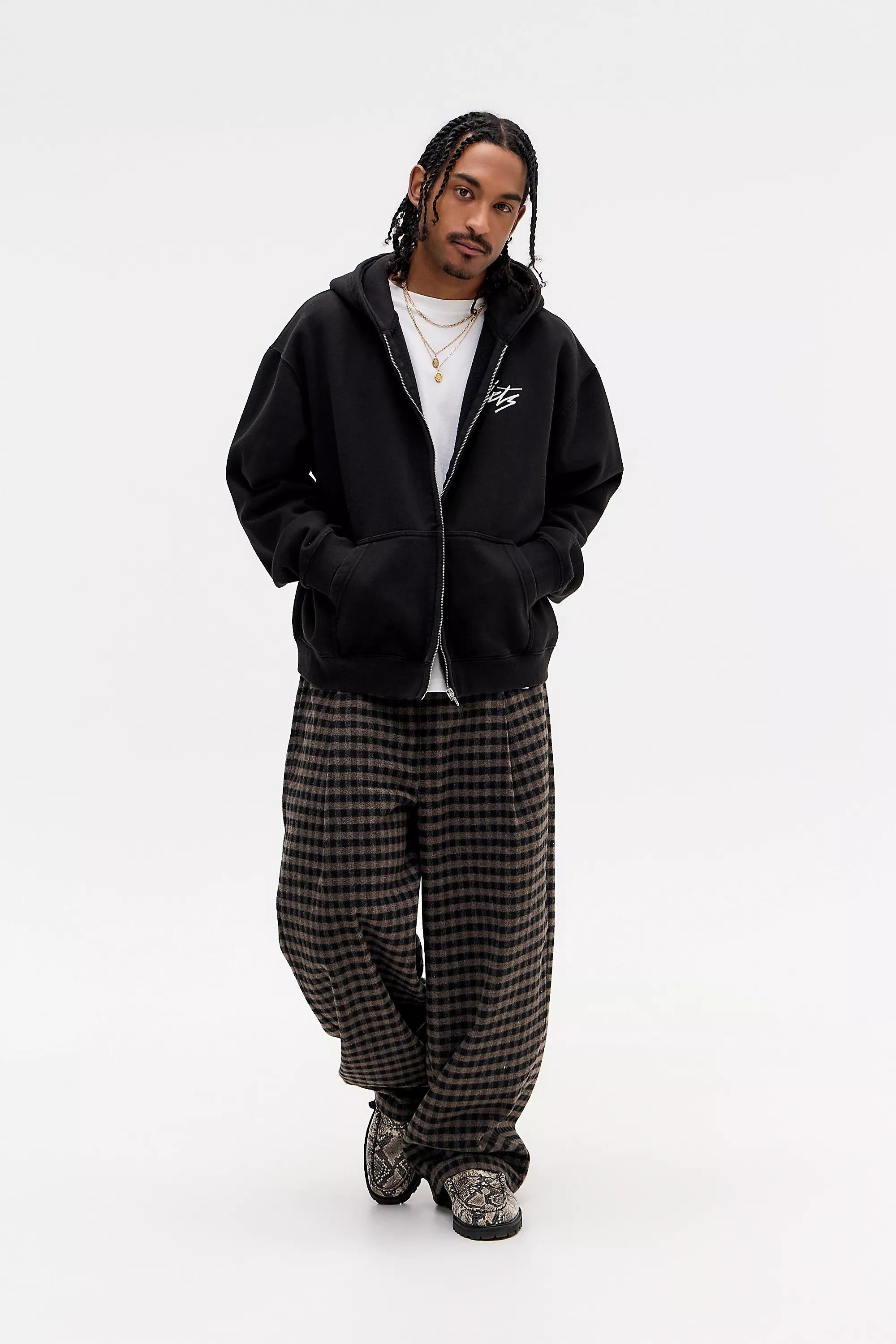 Black Iets Frans...Script Embroidered Zip-Through Hoodie, BLK, medium