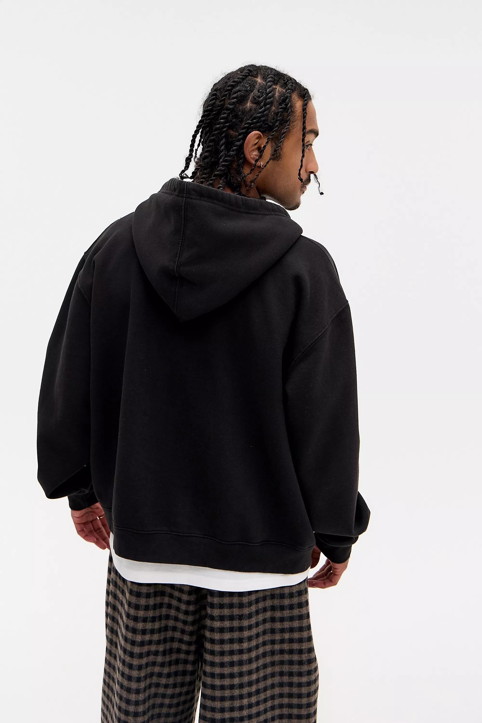Black iets frans...Script Embroidered Zip-Through Hoodie, BLK, large image number 3
