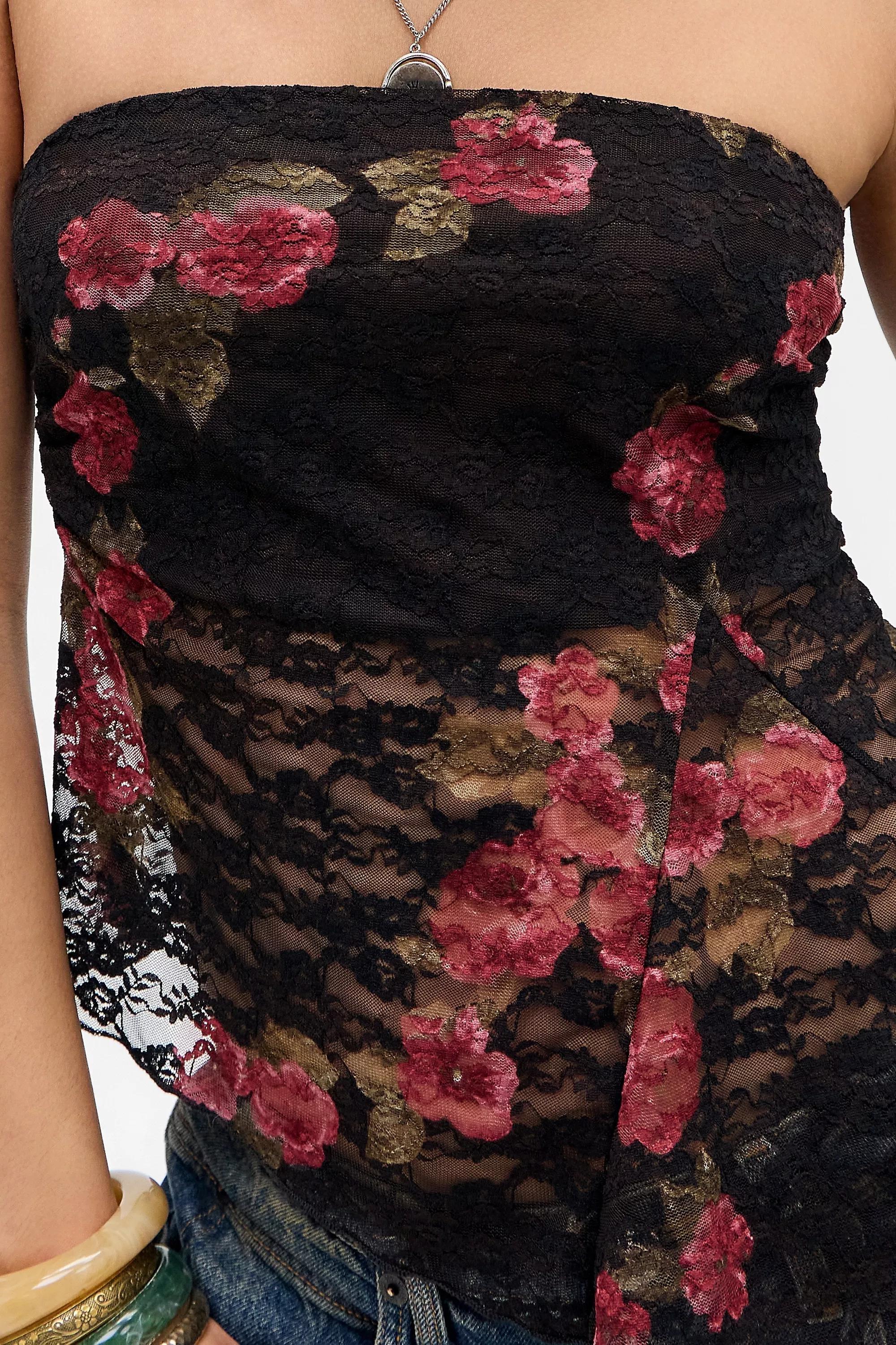 BROWN Kimchi Blue Indie Lace Bandeau Top, BRN, large image number 1