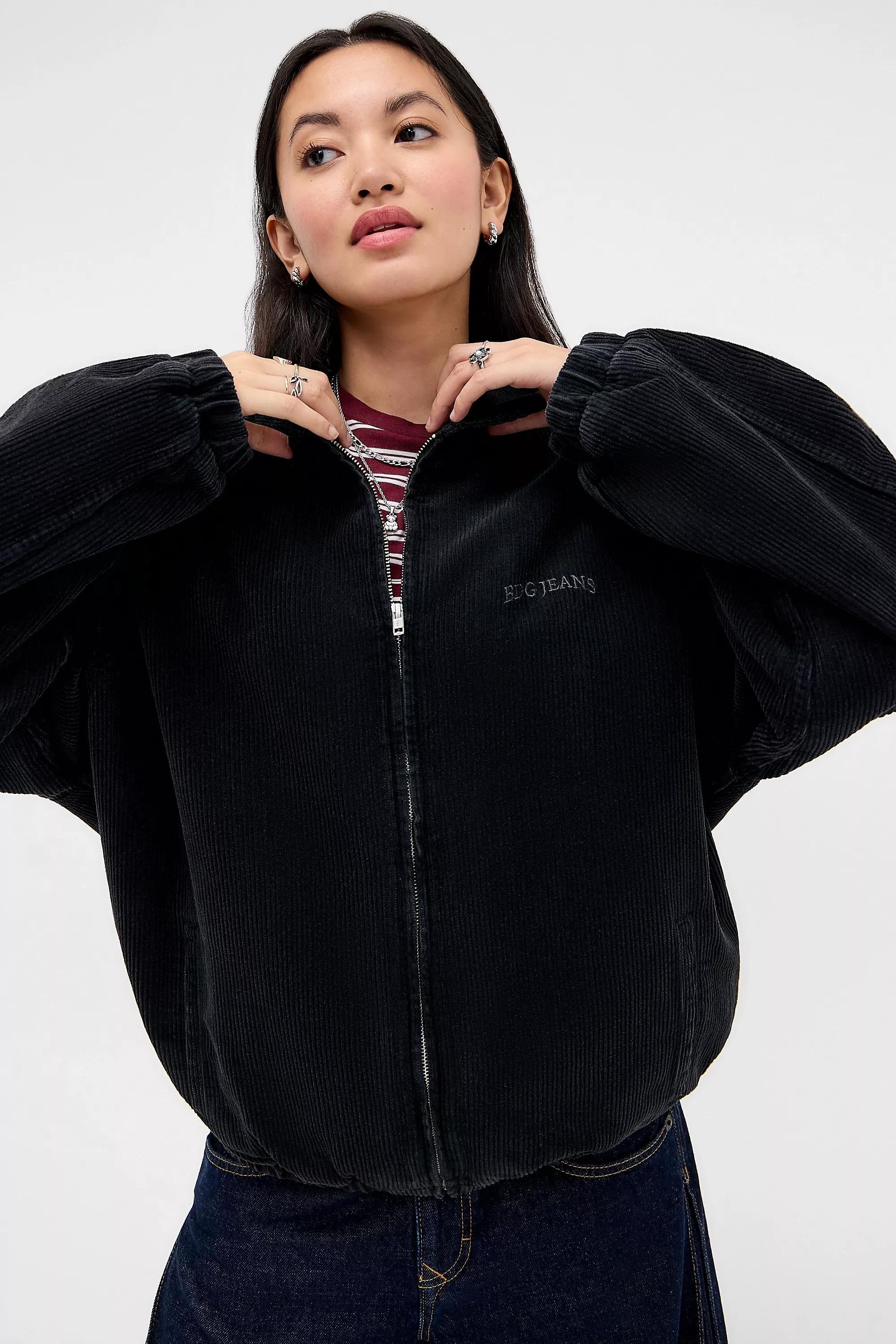 Black Bdg Corduroy Lined Harrington Jacket, BLK, large image number 0