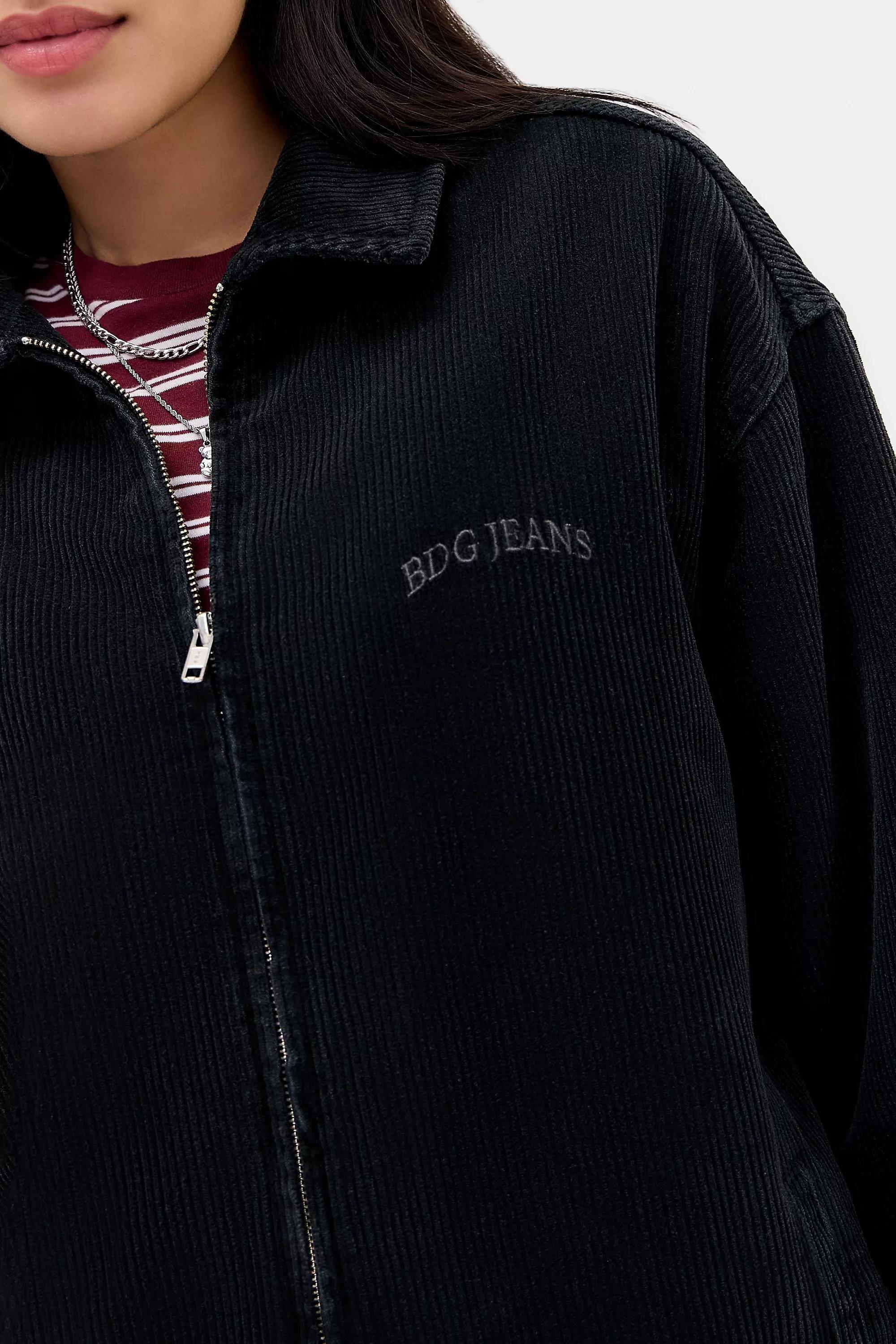 Black Bdg Corduroy Lined Harrington Jacket, BLK, large image number 2