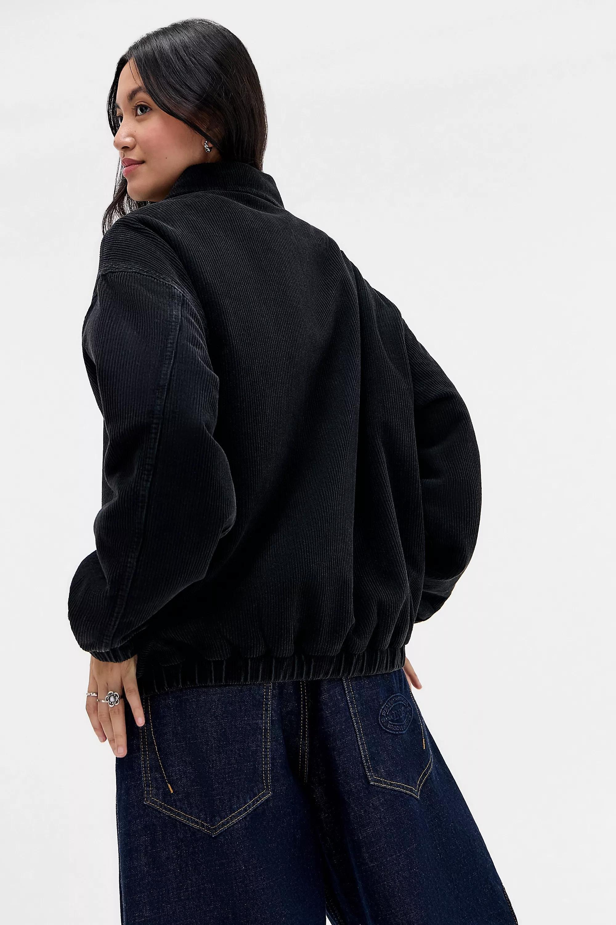 Black Bdg Corduroy Lined Harrington Jacket, BLK, large image number 3