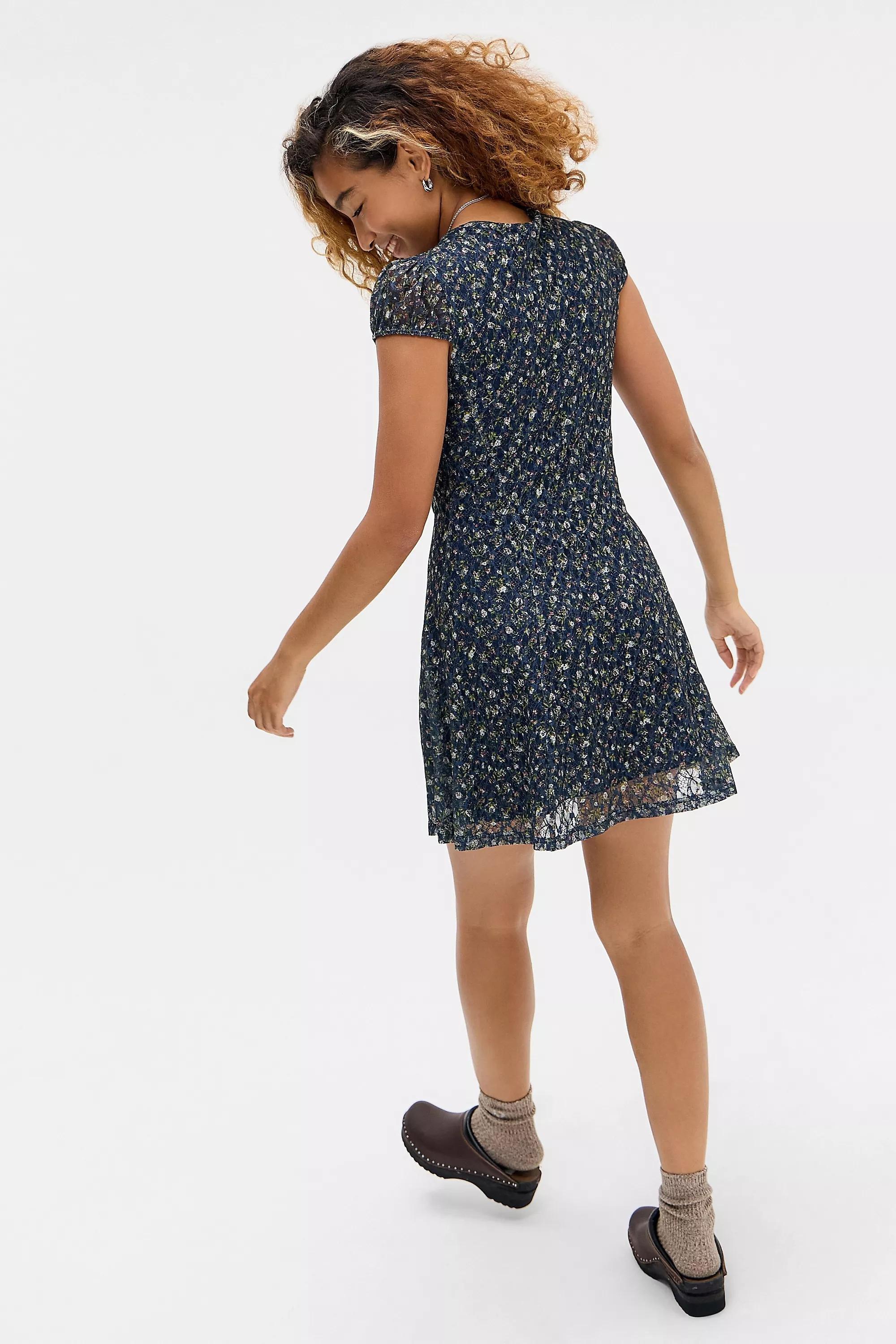 Navy Kimchi Blue Nadia Lace Tea Dress, BL MOTIF, large image number 3