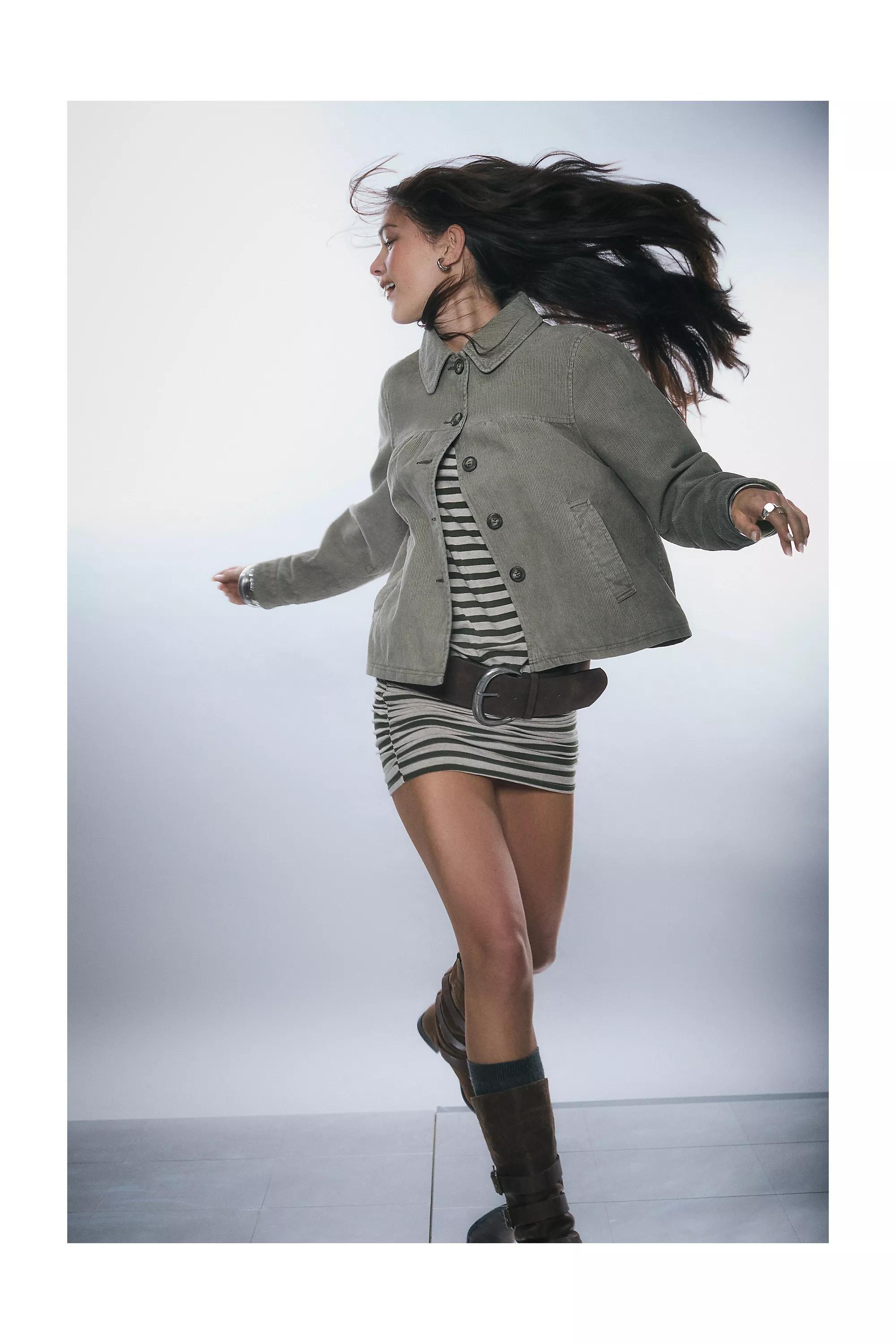 GREY BDG Corduroy Pea Coat, GREY, large image number 1