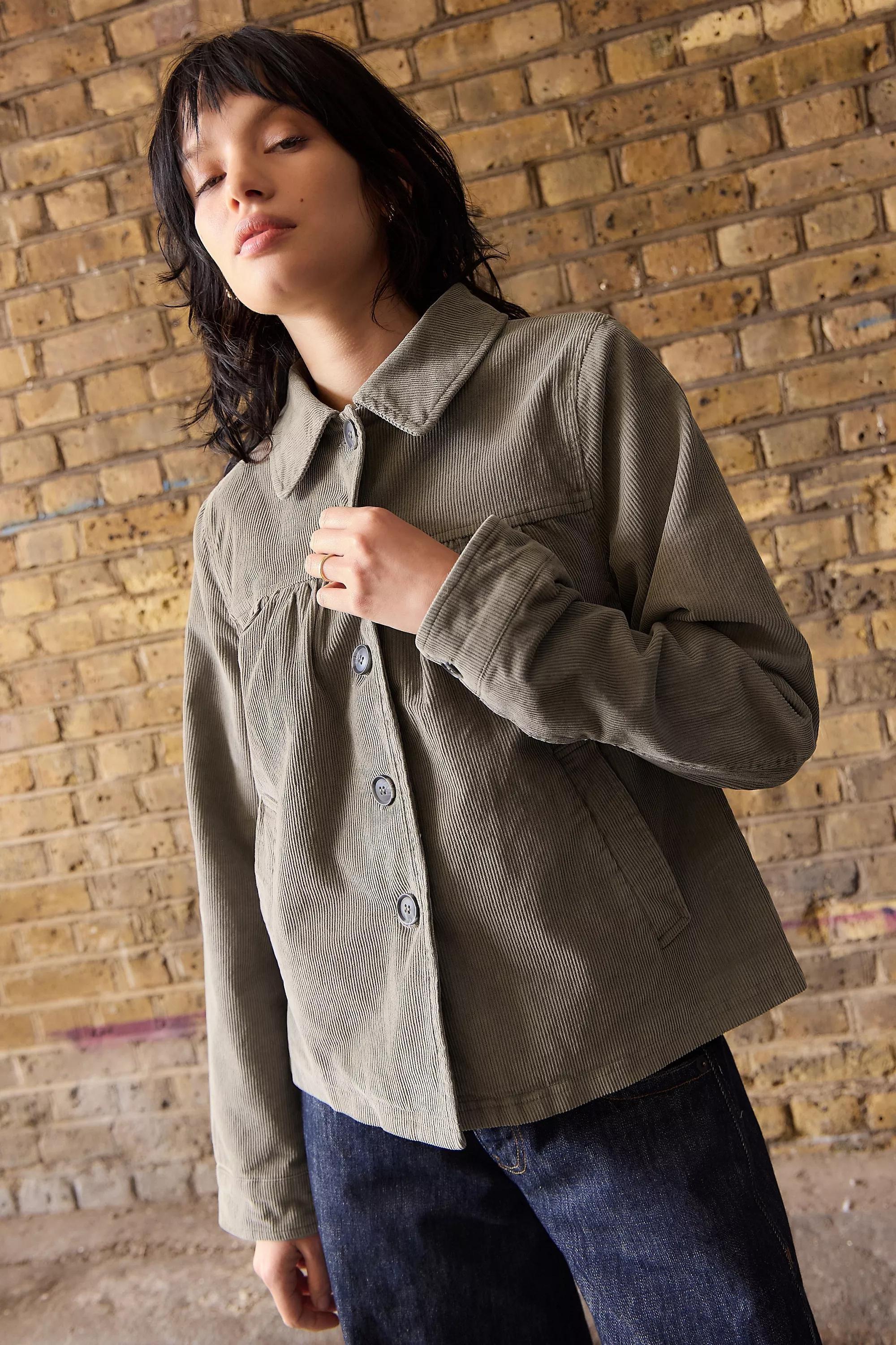 Grey Bdg Corduroy Pea Coat, GREY, medium