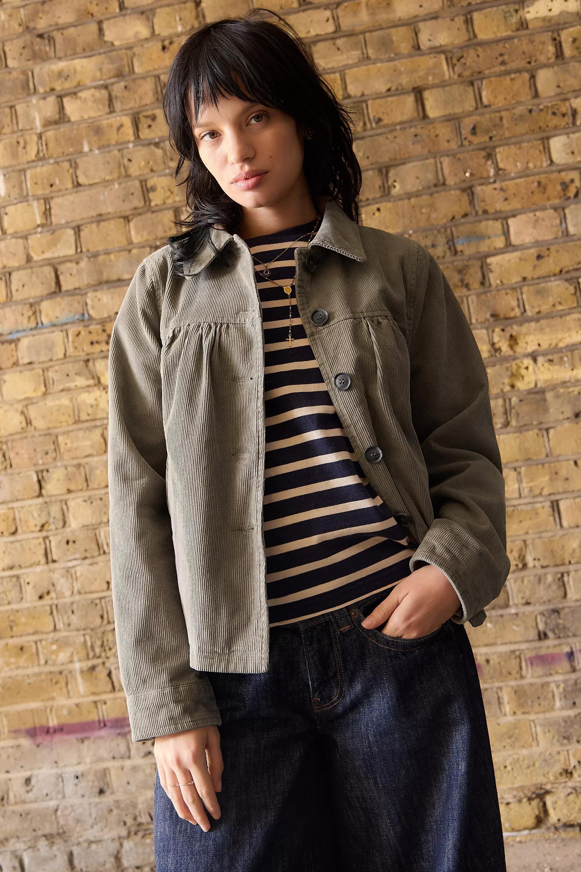 GREY BDG Corduroy Pea Coat, GREY, large image number 4