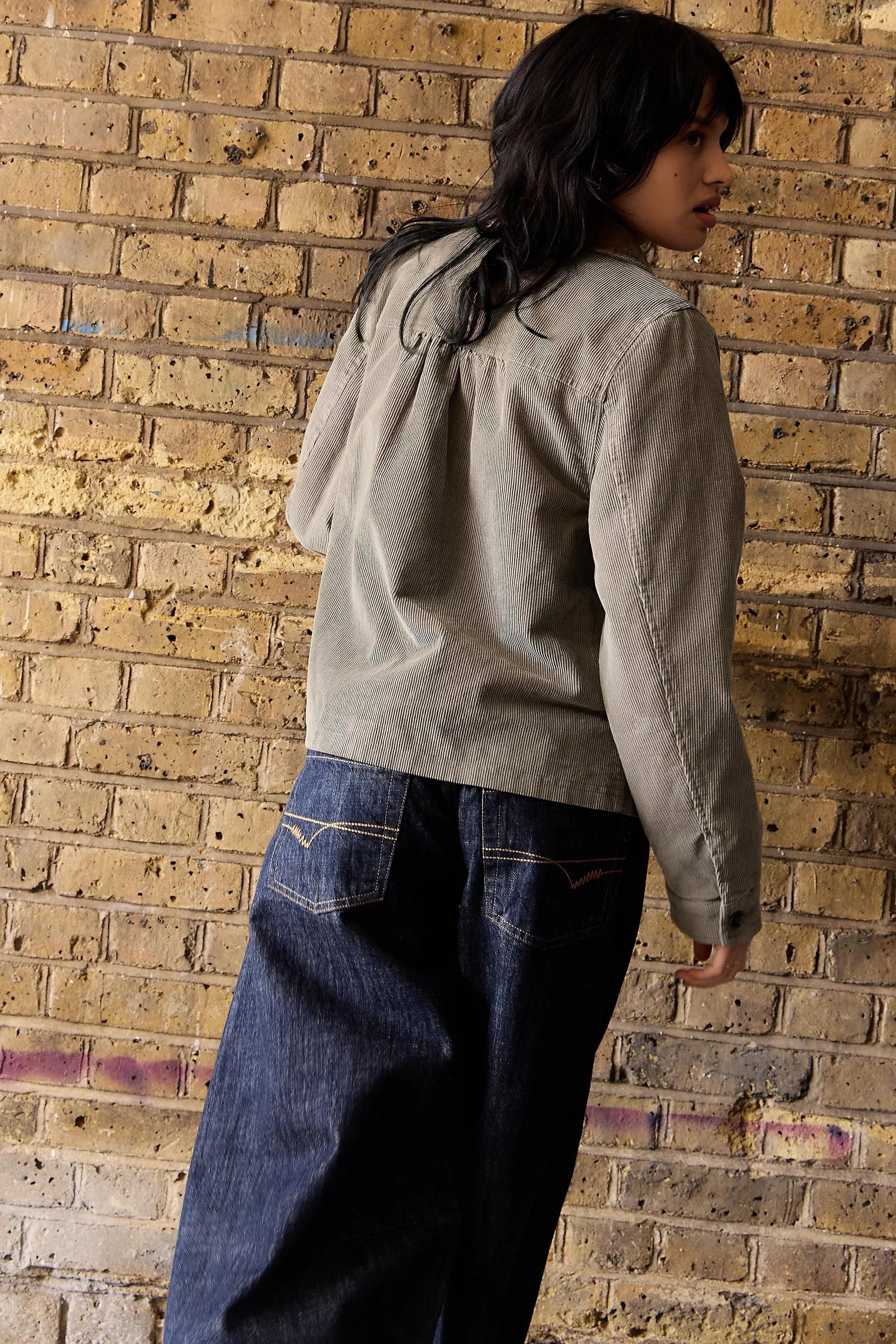 GREY BDG Corduroy Pea Coat, GREY, large image number 5