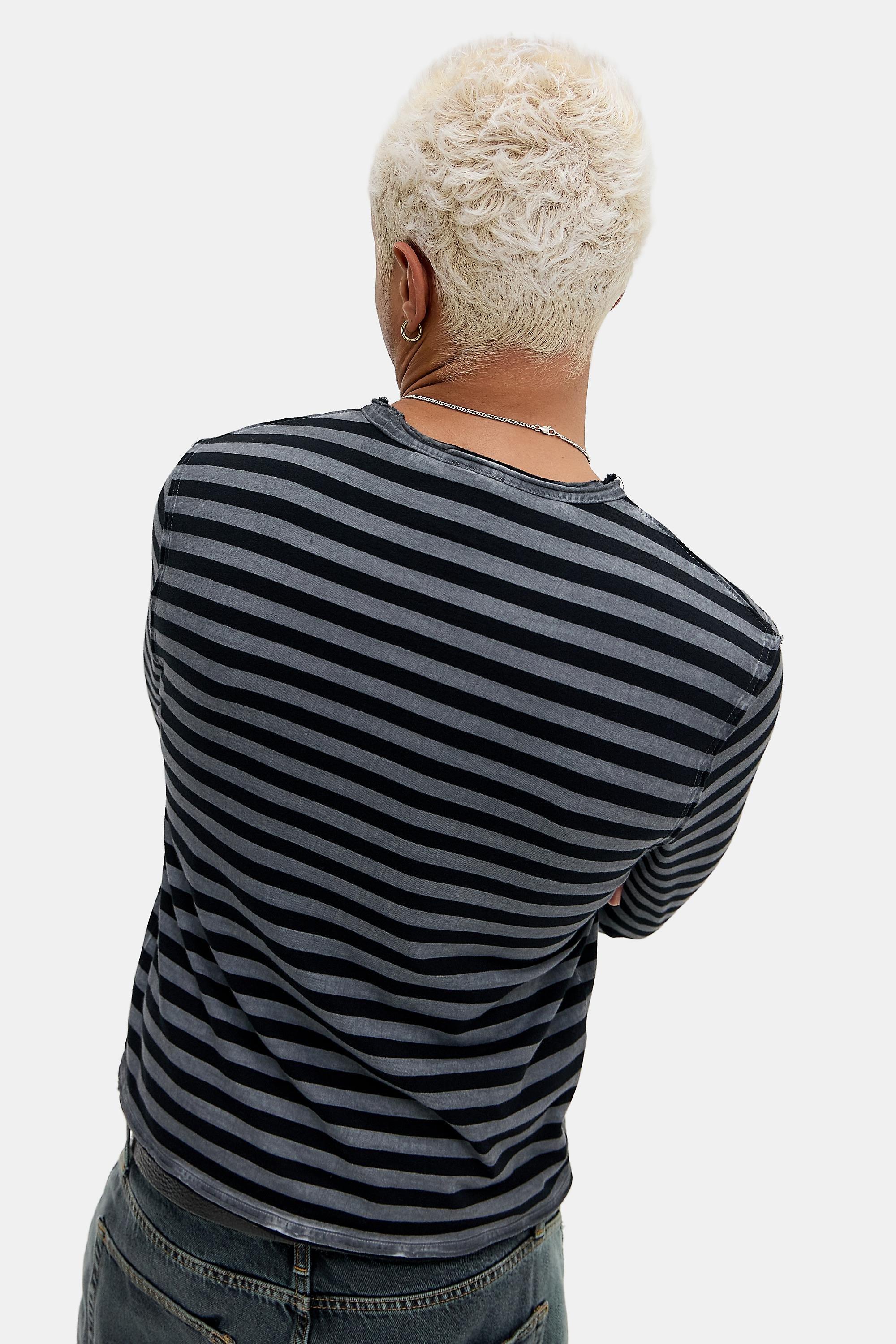 Black Bdg Black Grunge Striped Long Sleeve T-Shirt, BLK, large image number 3