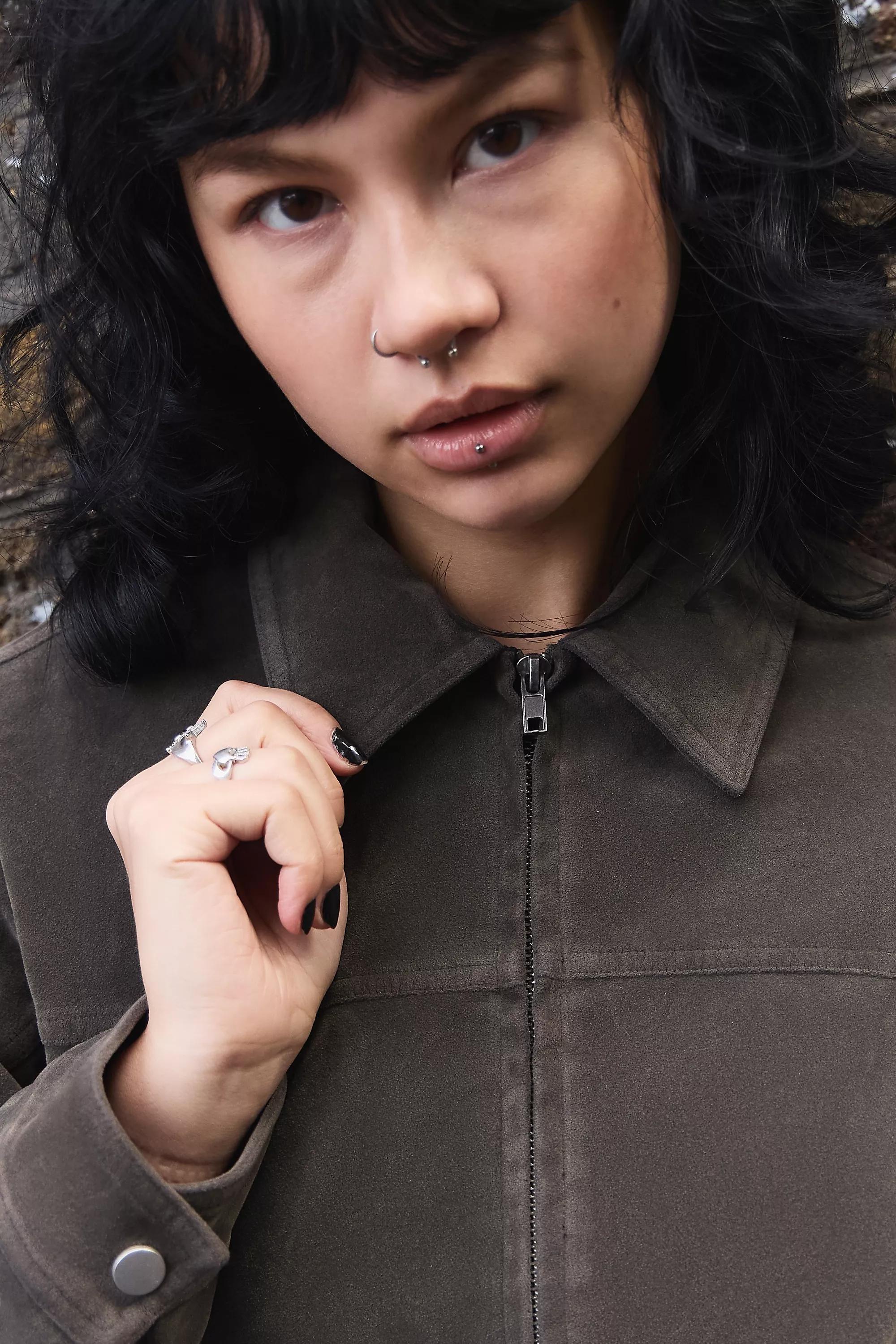 KHAKI BDG Luca Faux Suede Jacket, KHAKI, large image number 2