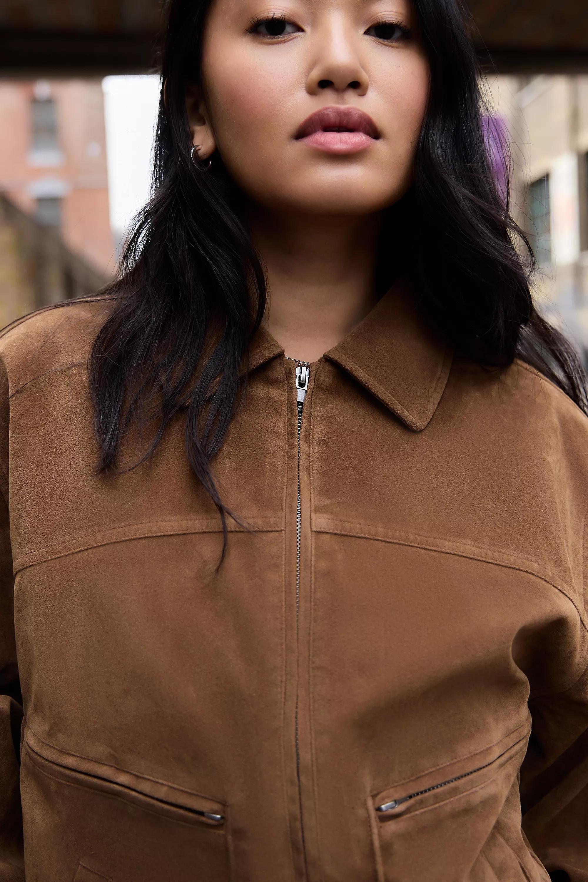 Brown Bdg Conrad Faux Suede Bomber Jacket, A301_0224, large image number 1