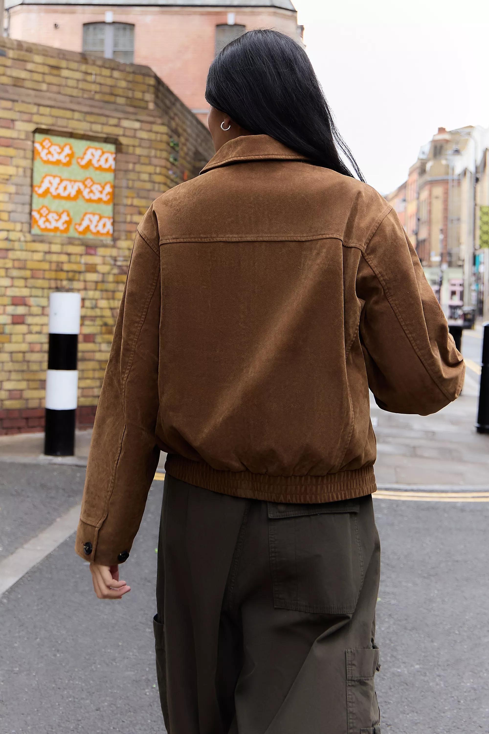 Brown Bdg Conrad Faux Suede Bomber Jacket, A301_0224, large image number 3