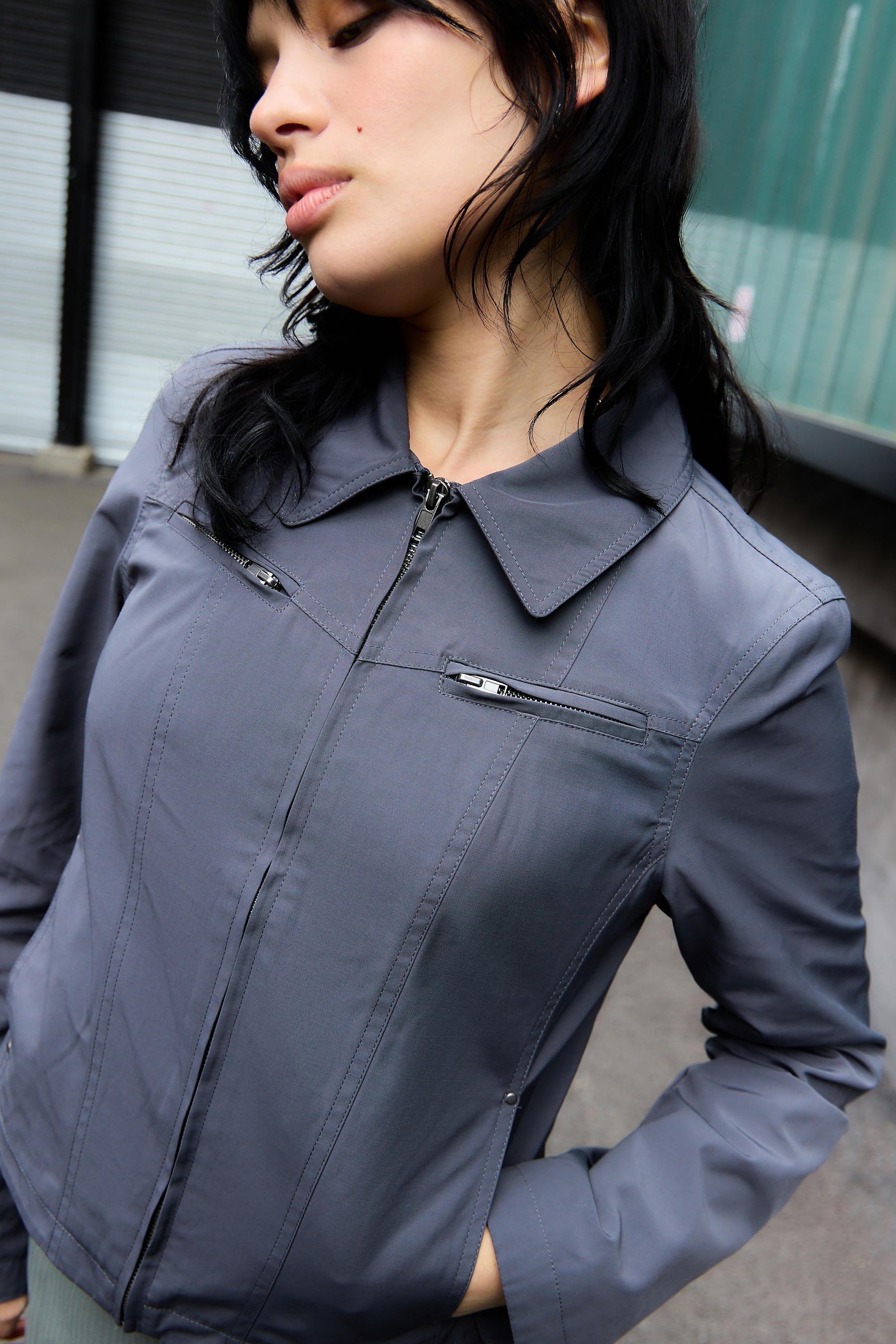 Grey iets frans... Fitted Tailored Tech Jacket, GREY, medium