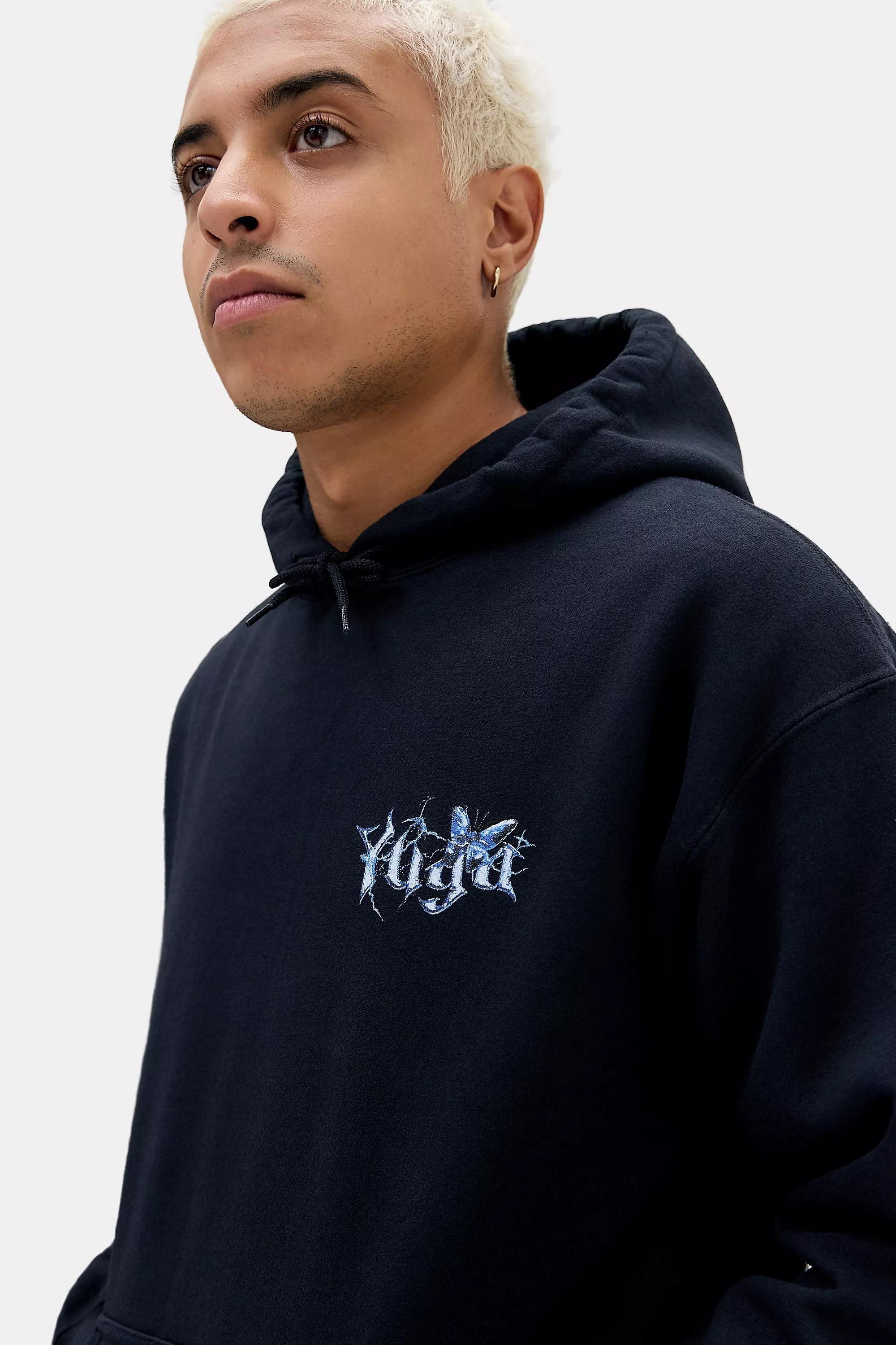 Navy Uo Gothic Chrome Butterfly Hoodie, , large image number 1