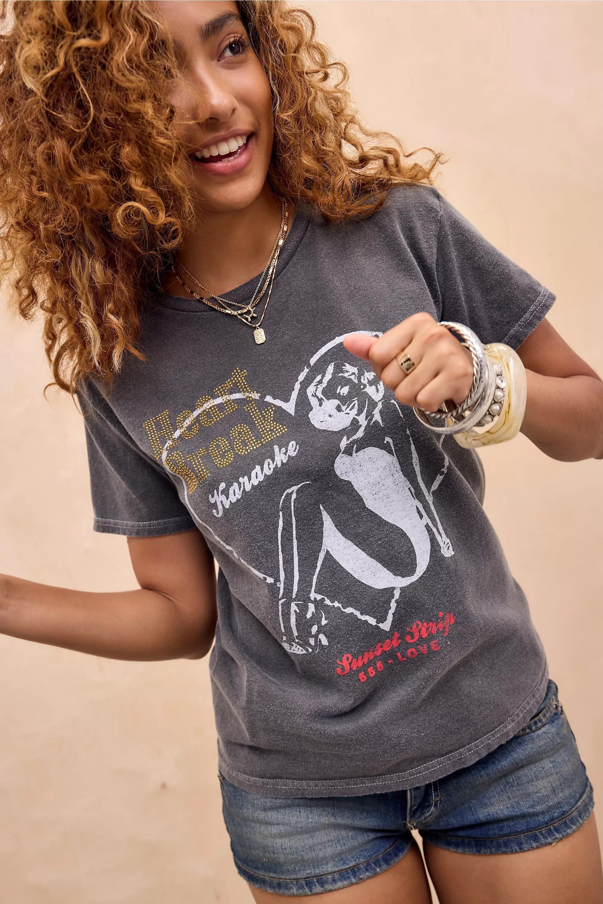 BLACK UO Heartbreak Hotfix T-Shirt, BLK, large image number 0