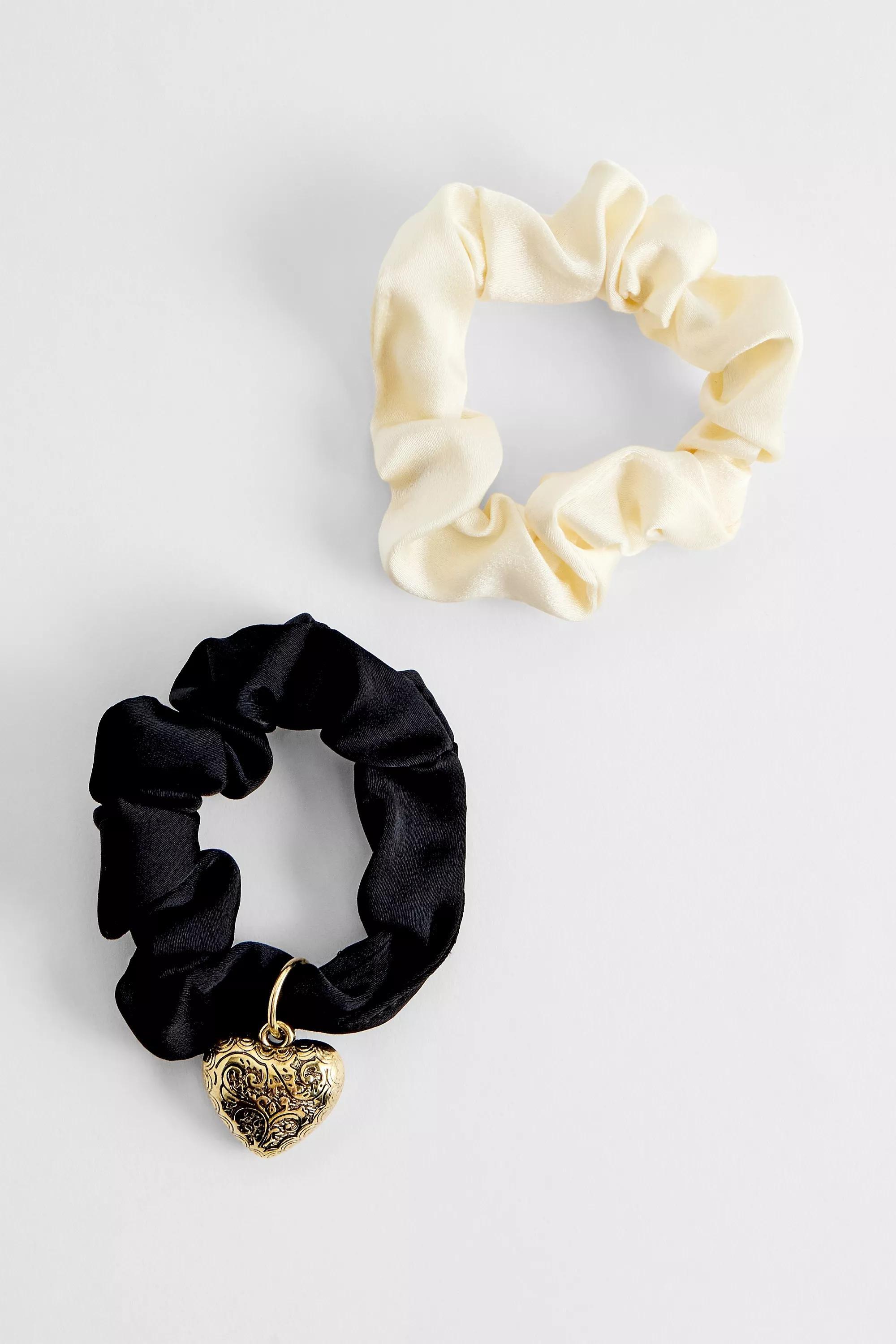 Multicolour Mini Charm Scrunchie, Set Of 2, B&W, large image number 0